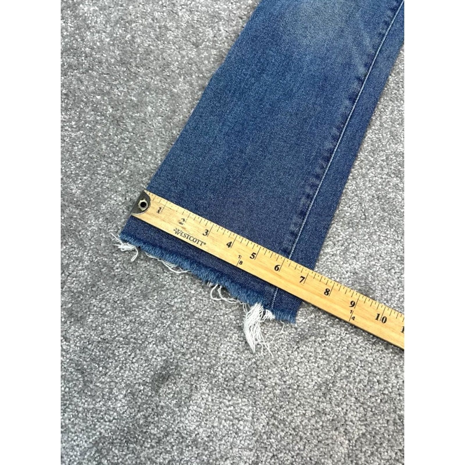 Madewell Madewell Jeans Womens 24 Blue Cali Demi Boot Women Logo Frayed Hem Fleetwood Wash 24x27 Size 42" / US 20 - 4 Thumbnail