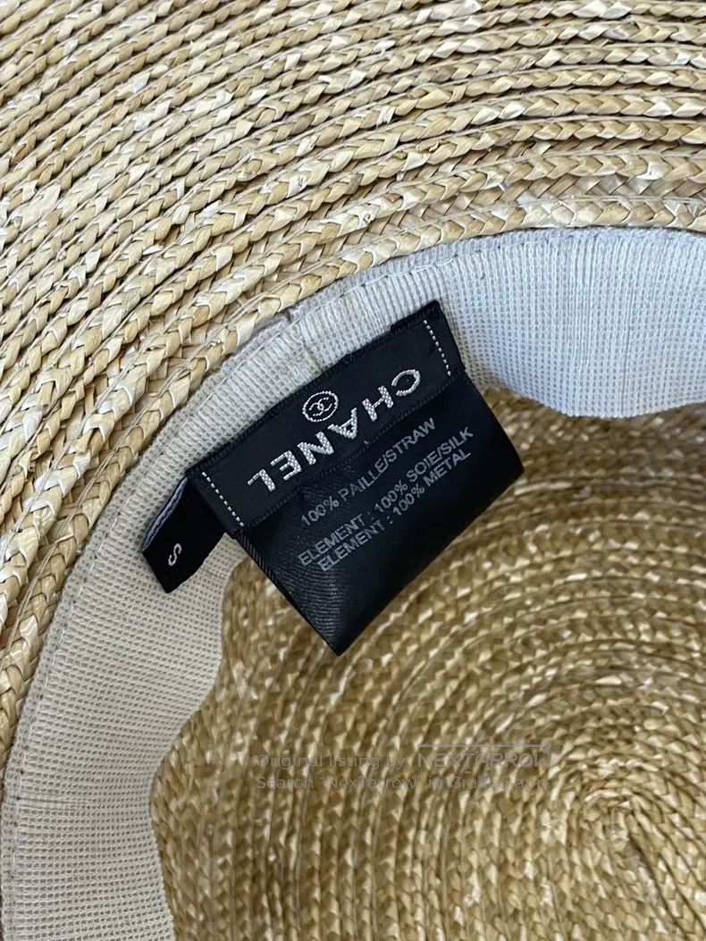 Chanel Chanel Green webbing large wide-brimmed straw hat Size ONE SIZE - 5 Thumbnail