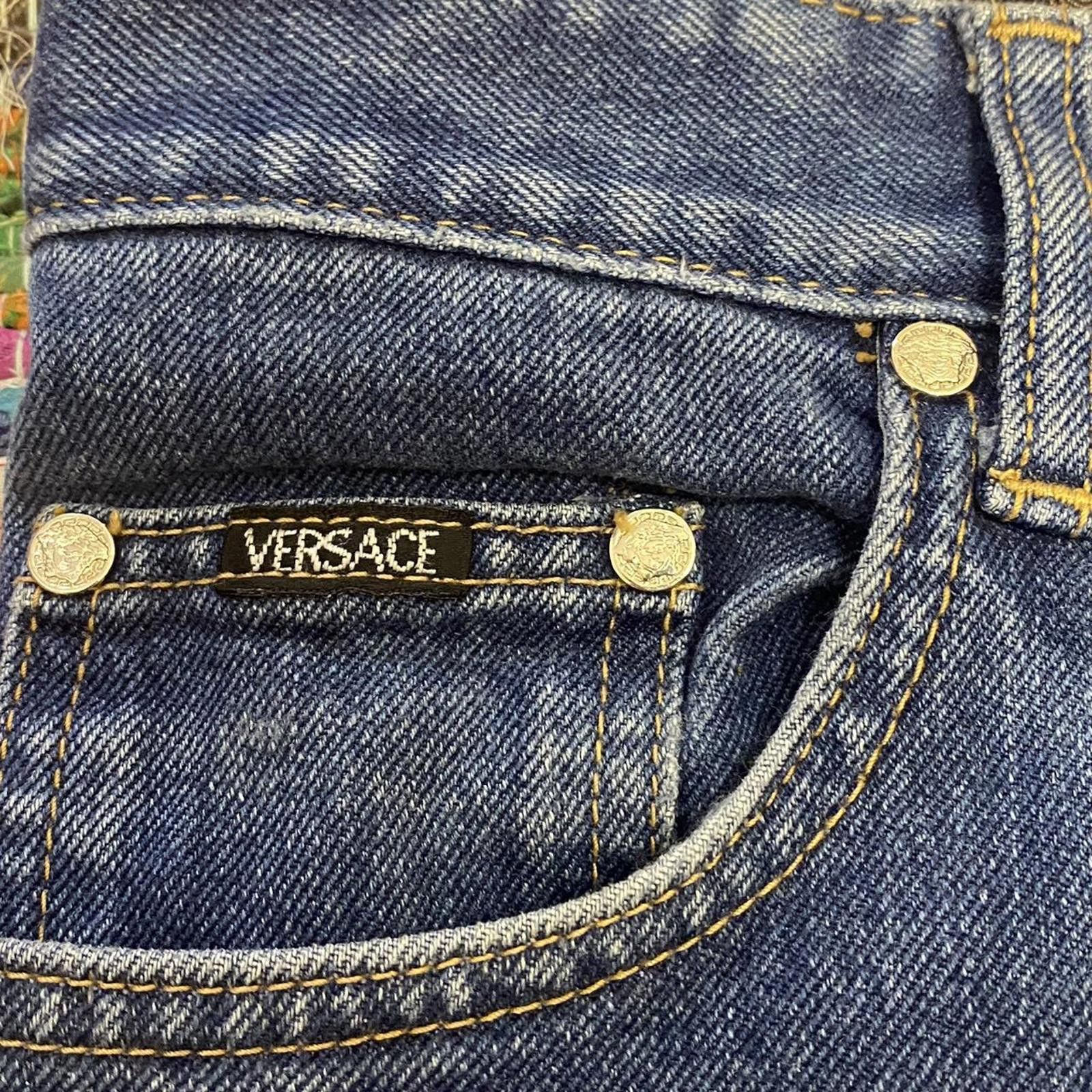 Versace Versace Blue Denim Jeans with Gold Medusa Button and Greek-2 Size 32" / US 10 / IT 46 - 4 Thumbnail