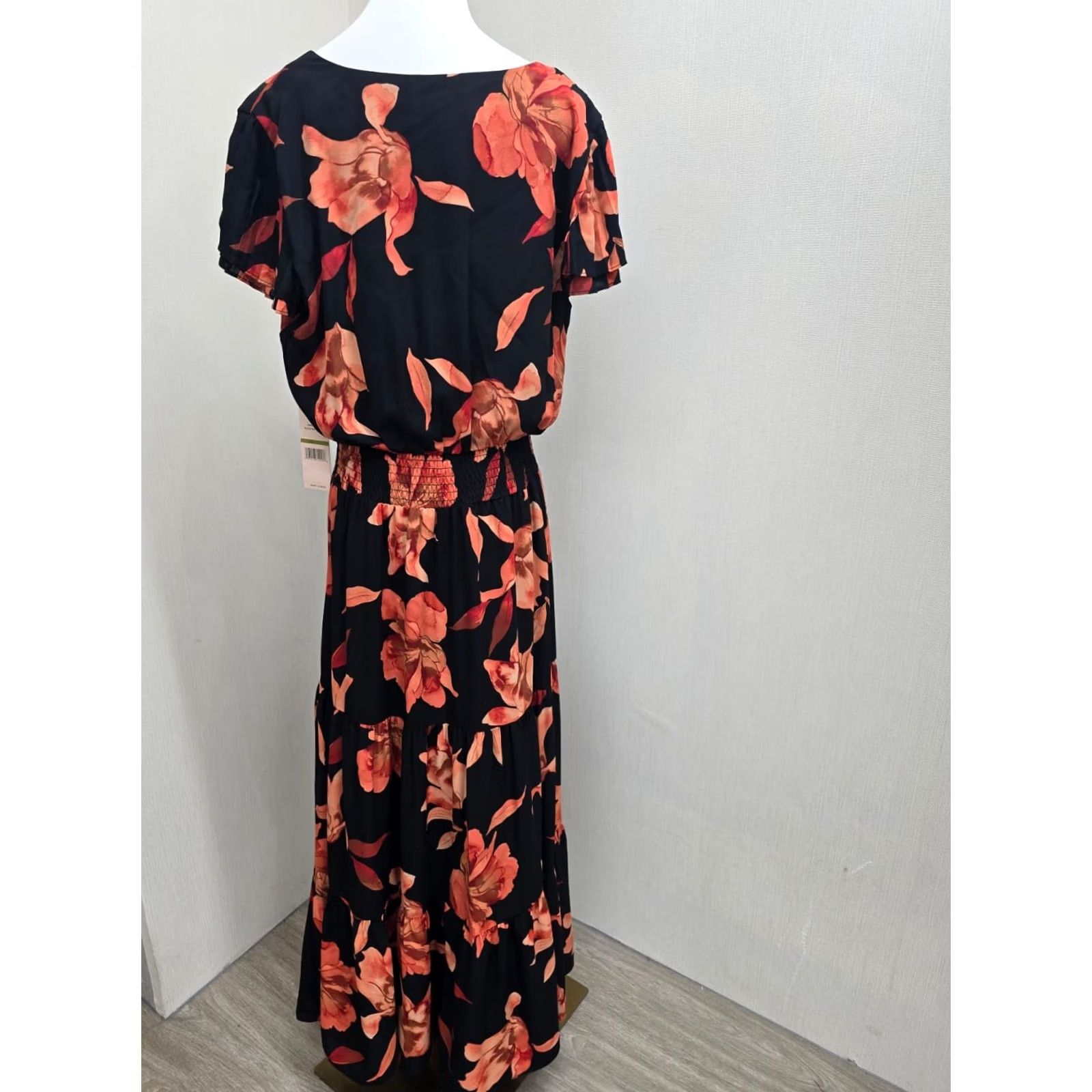 Nanette Lepore Nanette Lepore Black Orange Floral Maxi Dress Size 14 V-Neck Womens Maxi Dress Size XL / US 12-14 / IT 48-50 - 3 Thumbnail