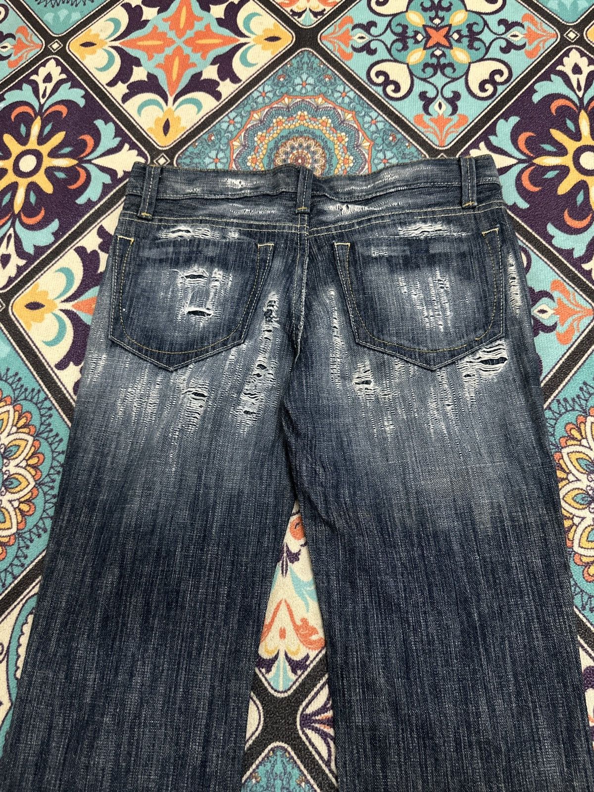 Tornado Mart Cowboys of The Dessert Distressed Long Flare Denim Size US 29 - 4 Thumbnail