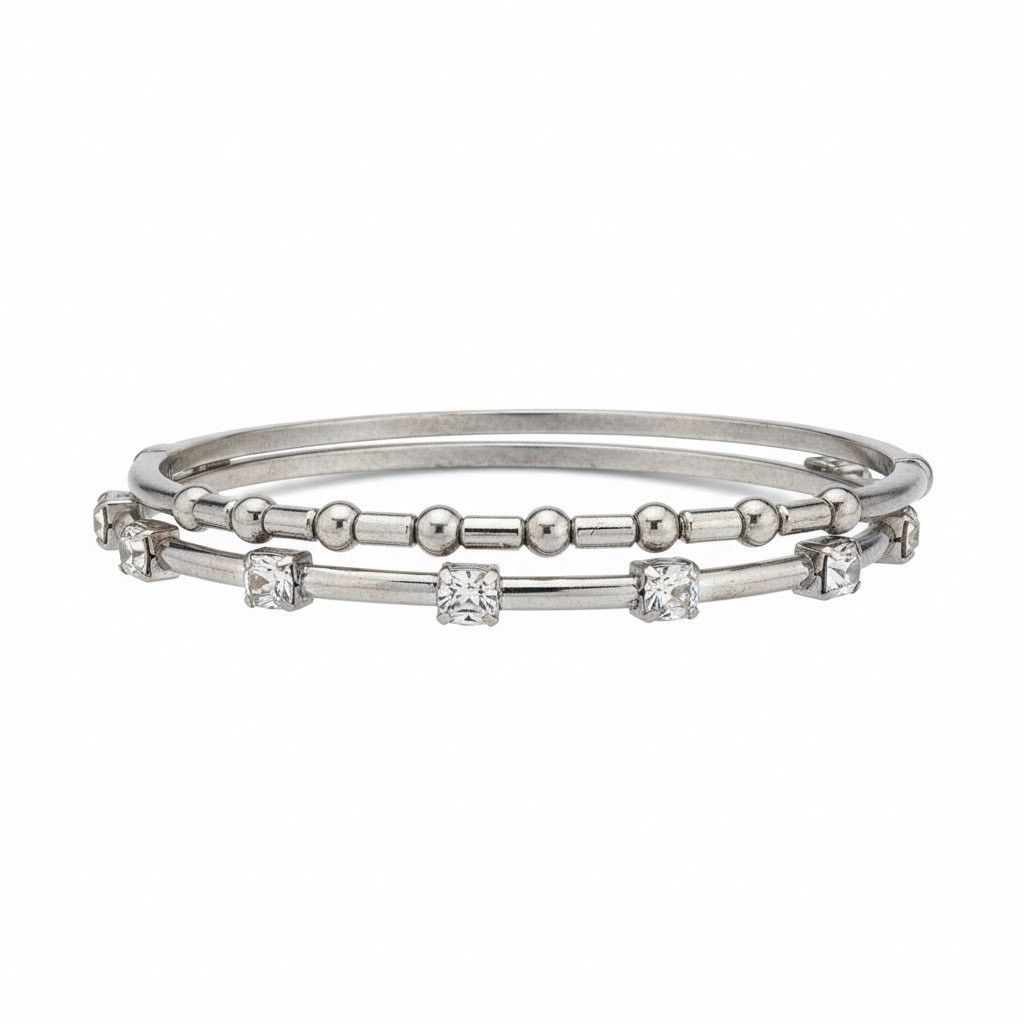 Anne Klein Anne Klein Silver Tone Crystal Bangle Bracelet New in Box Size ONE SIZE - 1 Thumbnail