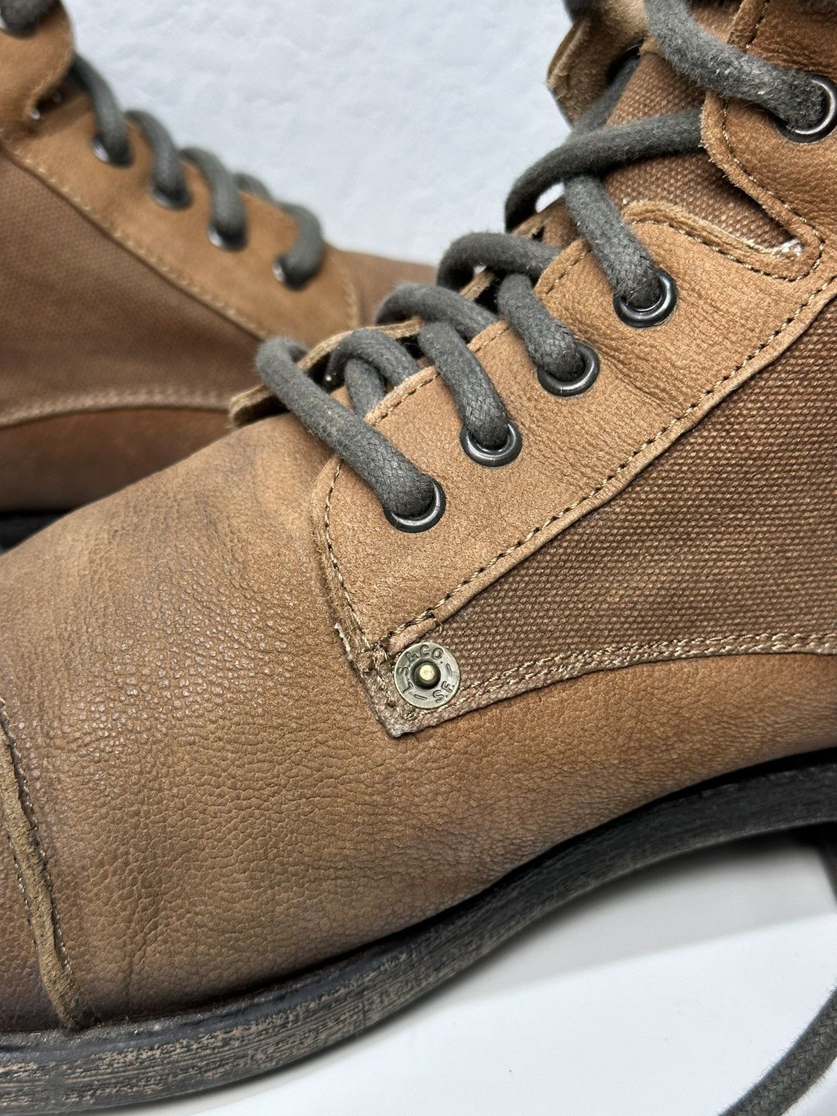 14th Addiction Combat Levi’s brown leather boots vintage Guidi Handmade GOA Size US 11 / EU 44 - 8 Thumbnail