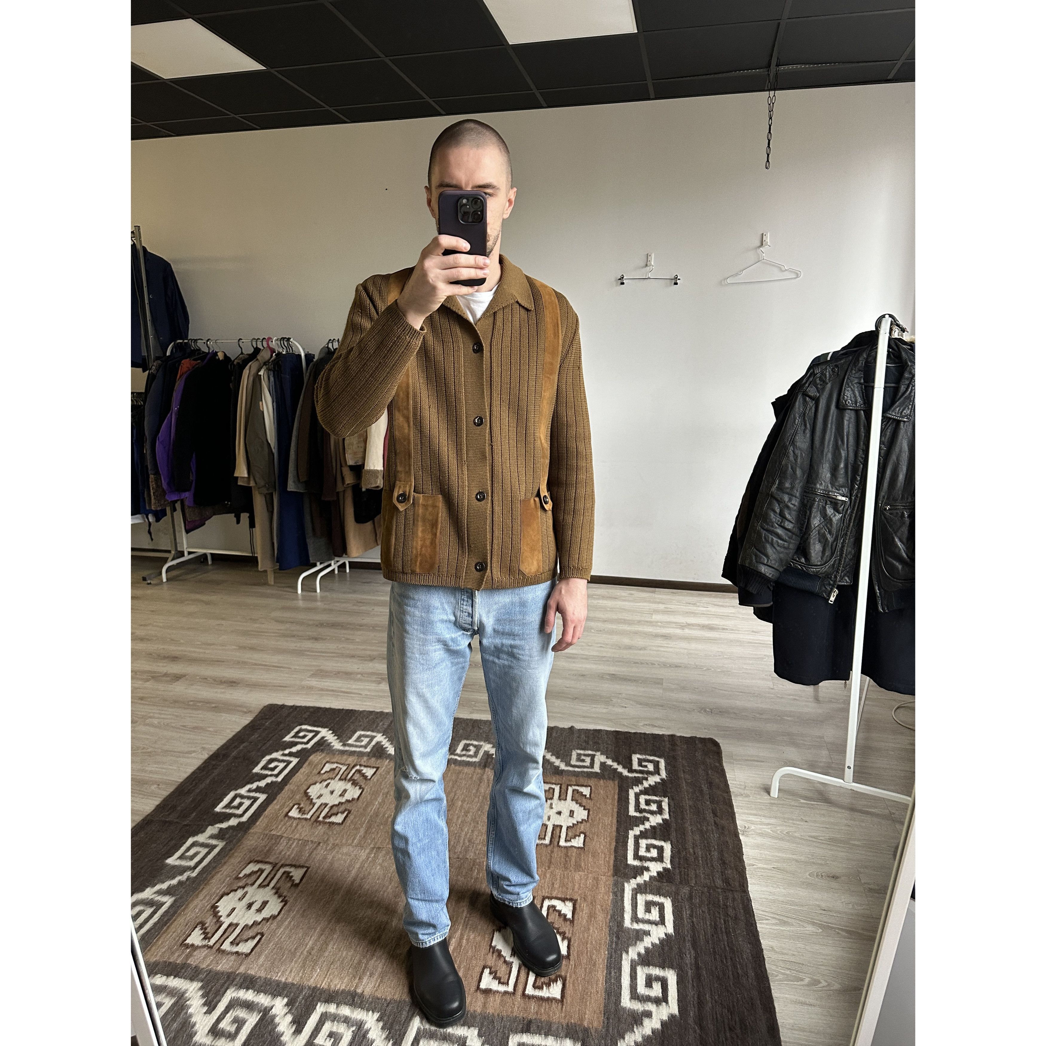 Vintage Vintage 60s French Wool Knitted Cardigan Sweater 7909AC Size US L / EU 52-54 / 3 - 6 Thumbnail