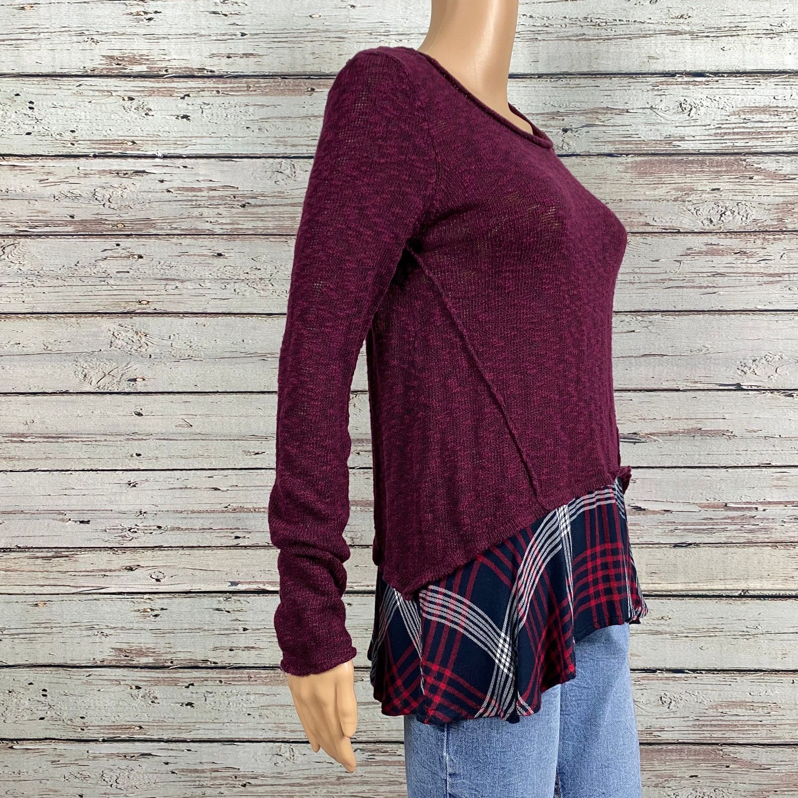 Other Cloud Chaser Marled Burgundy Black Slub Knit Shirt Large Size L / US 10 / IT 46 - 5 Thumbnail