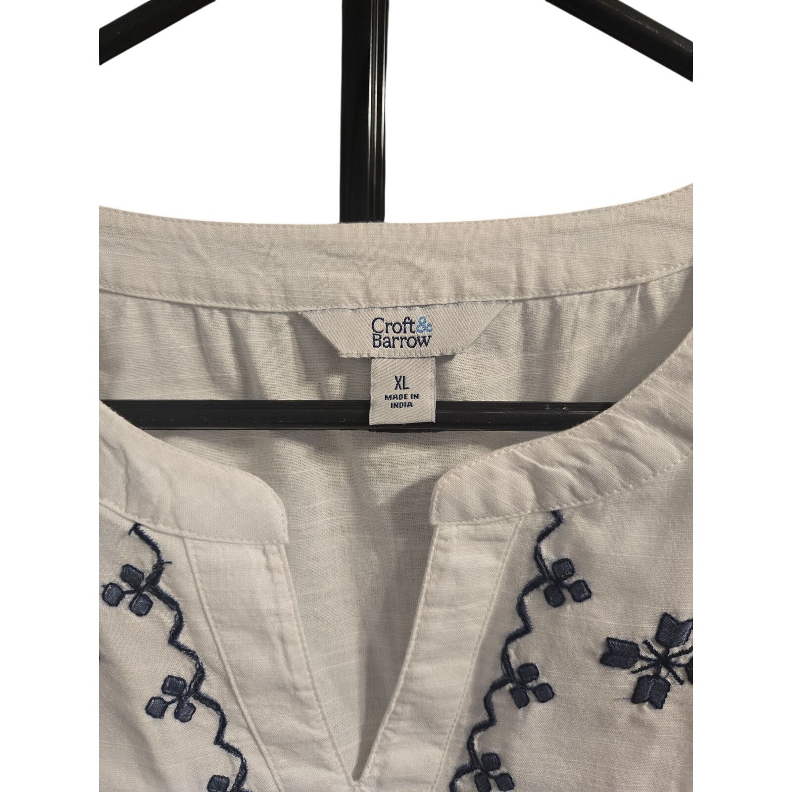 Croft & Barrow Croft & Barrow White Embroidered Boho V-Neck Blouse XL Size XL / US 12-14 / IT 48-50 - 3 Thumbnail
