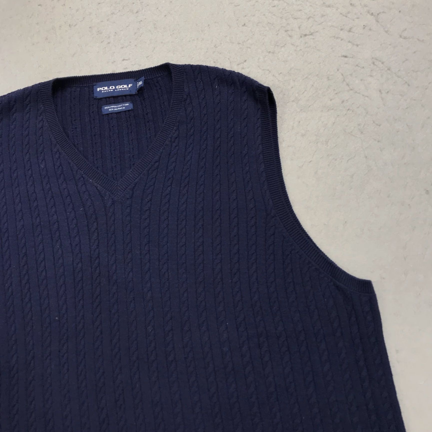 Polo Ralph Lauren Polo Ralph Lauren Sweater Vest Shirt Men XL Blue Cable-Knit Pima Cotton Alpaca Golf 90s Classic Preppy V-Neck Size US XL / EU 56 / 4 - 3 Thumbnail