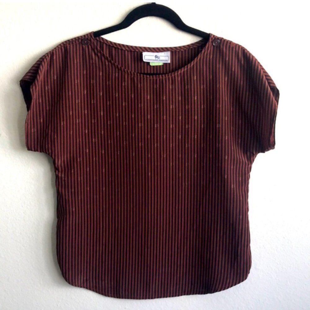 Vintage Jonathan Martin Vintage Brown Striped Blouse Size S Size S / US 4 / IT 40 - 2 Thumbnail