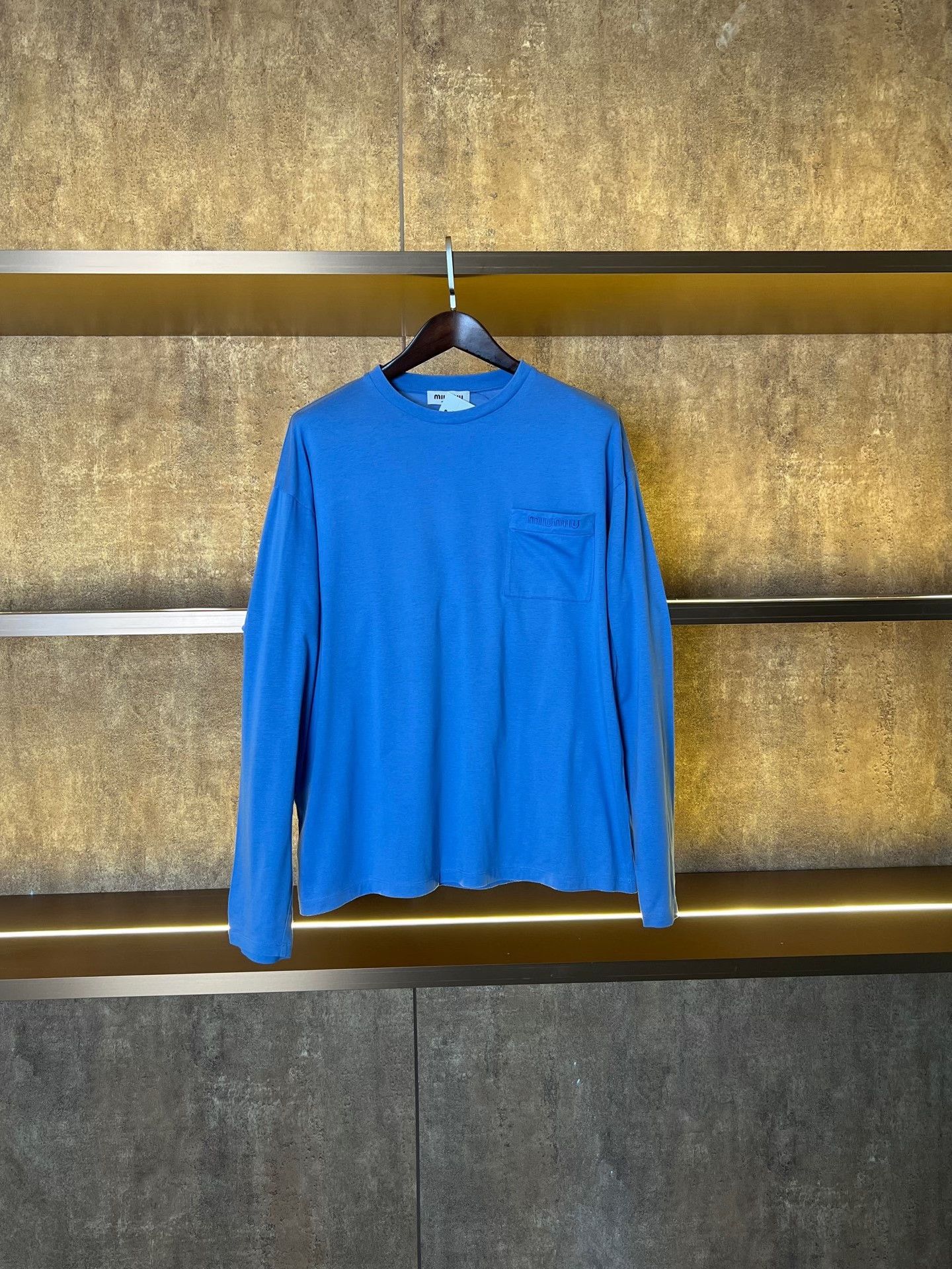 Miu Miu Miu Miu Blue Slogan Long Sleeve Size L / US 10 / IT 46 - 1 Thumbnail