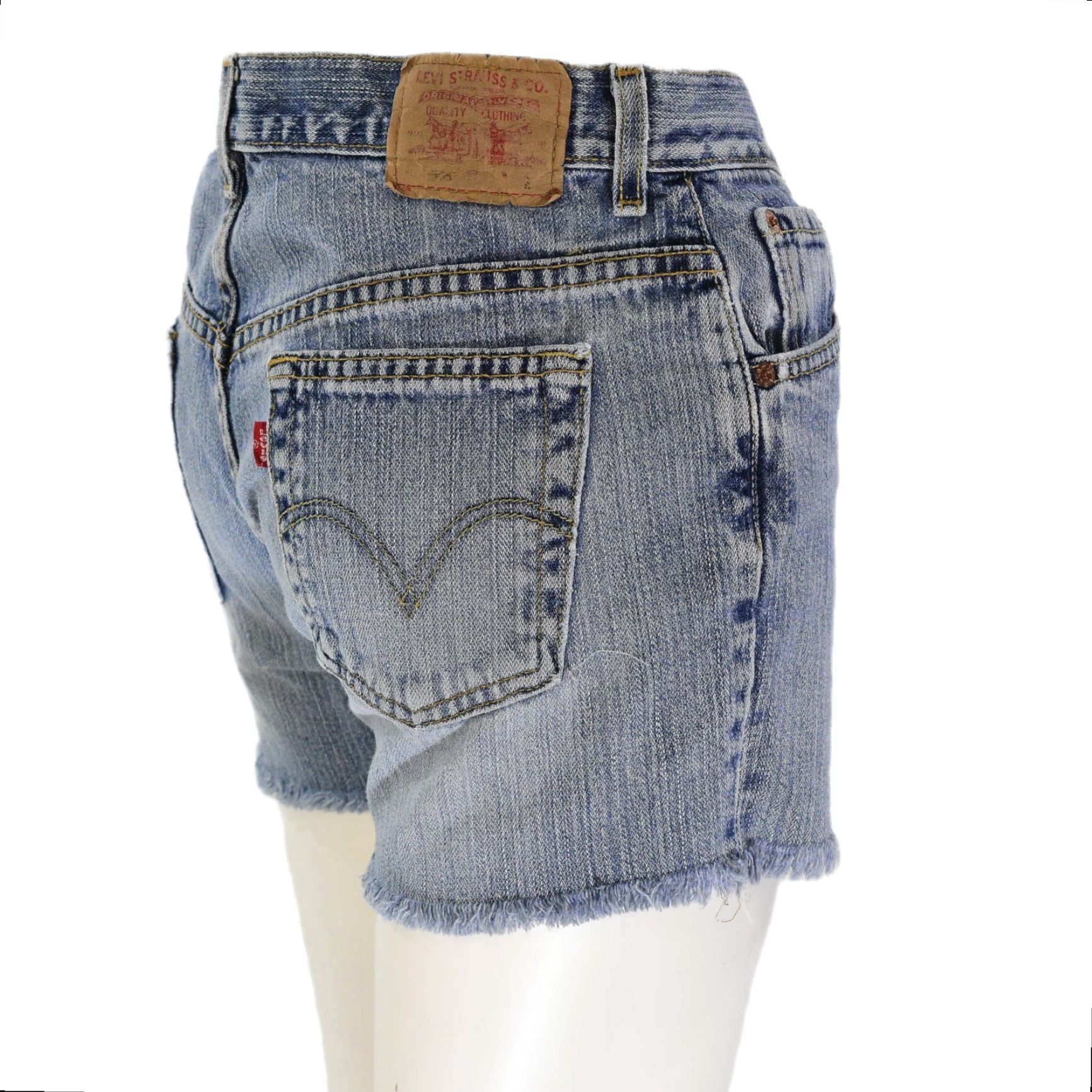 VINTAGE Levi's 505 Raw Hem Cut-Off Denim Shorts Womens Light