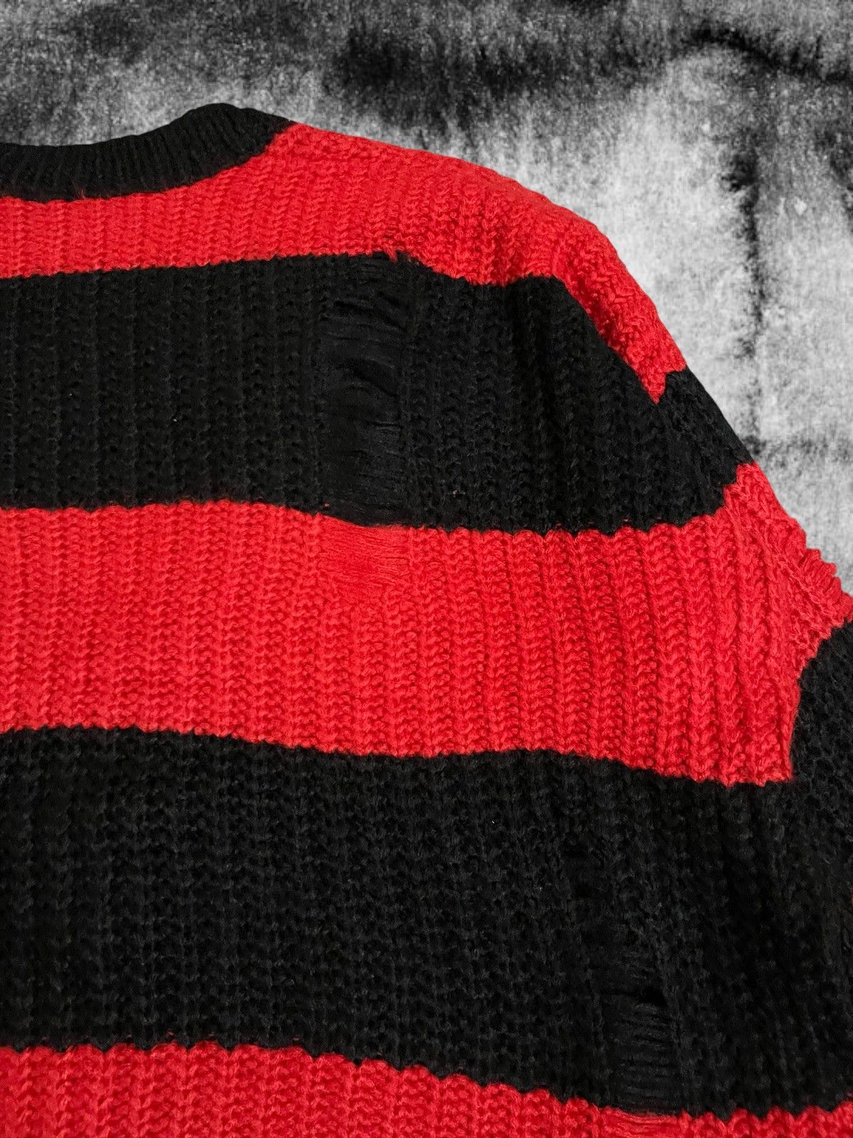 Hysteric Glamour Number Nine Kurt Cobain Style Distressed Cardigan Striped Size US L / EU 52-54 / 3 - 8 Thumbnail