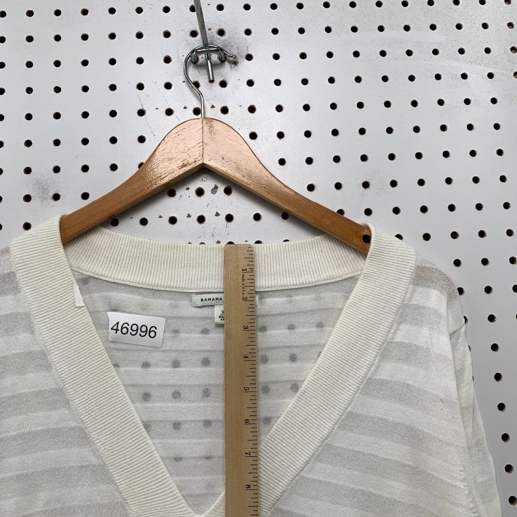 Banana Republic VINTAGE Banana Republic Doll Top Womens XL White Sheer Striped V-Neck Blouse Size XL / US 12-14 / IT 48-50 - 7 Thumbnail