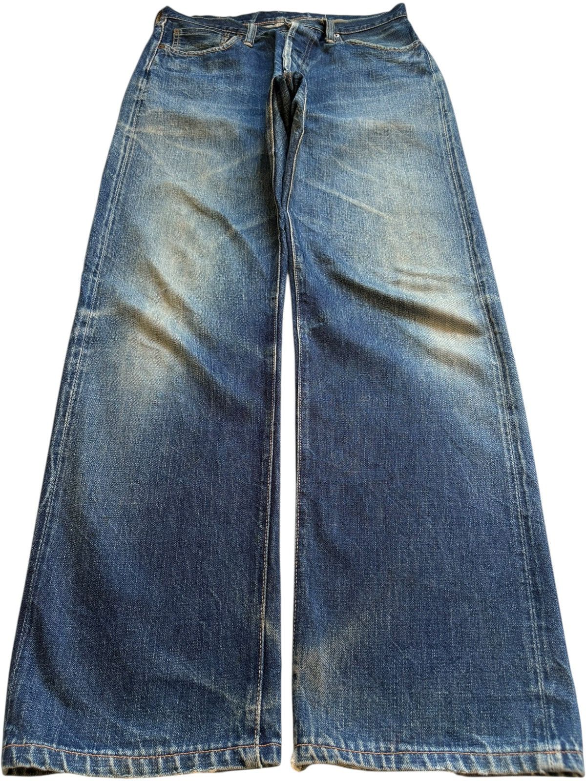 Full Count & Co. Vintage Full Count Selvedge Mud Wash Distressed Loose Jeans Size US 30 / EU 46 - 2 Thumbnail
