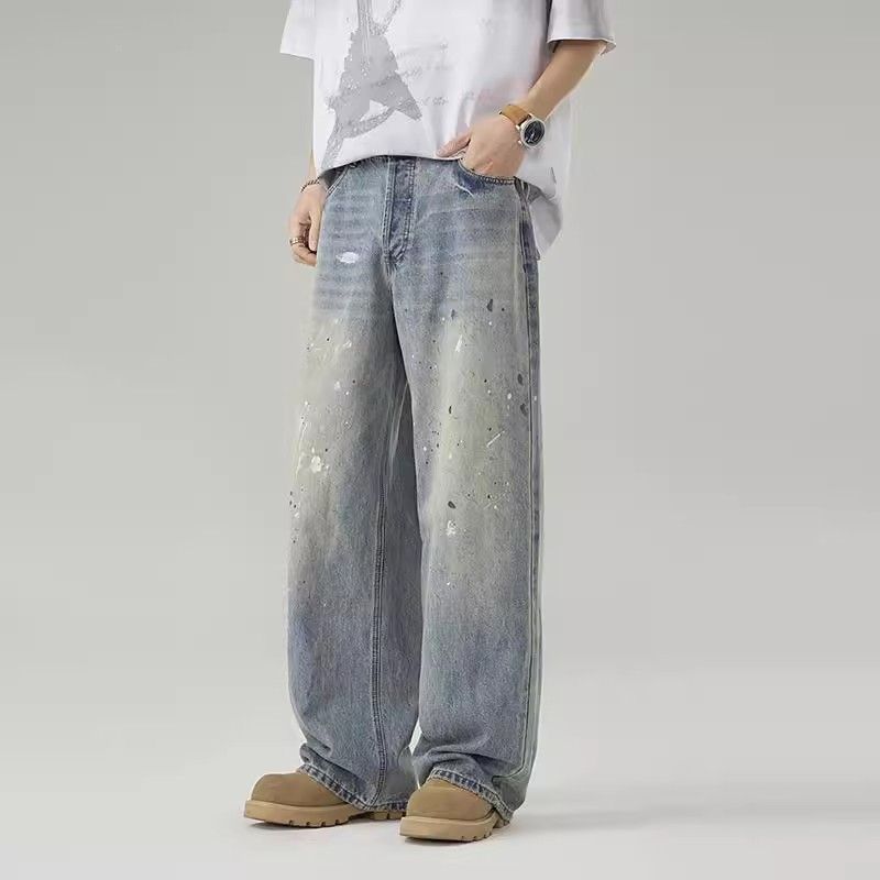 Japanese Brand American ink-splatter wash baggy wide-leg jeans for men Size US 32 / EU 48 - 2 Thumbnail