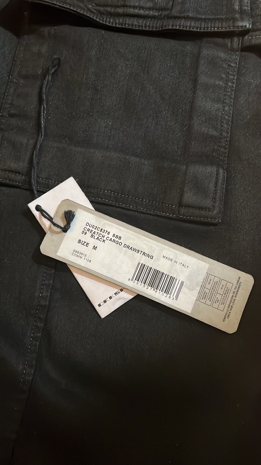 Rick Owens × Rick Owens Drkshdw BNWT SS24 Rick Owens Black Wax Creatch Cargo Denim Pants SBB Size US 32 / EU 48 - 6 Thumbnail