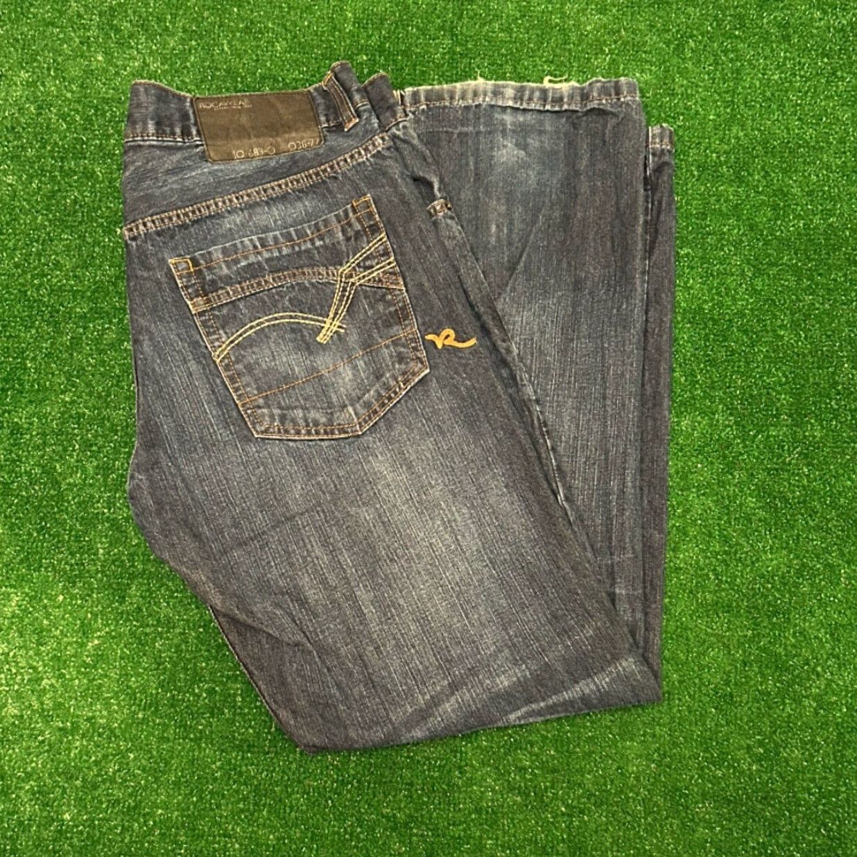 Rocawear VINTAGE Rocawear Jeans Baggy Skater Grunge Hip Hop Y2K Dark Wash 38x34 Mens Size 38 Wide-Leg Pockets Size US 38 / EU 54 - 5 Thumbnail
