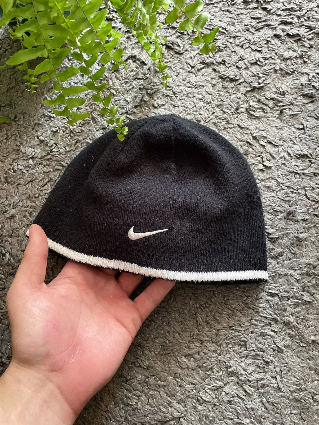 Nike × Vintage 00s Nike Beenie Hat Vintage Streetwear Logo Swoosh Rare Size ONE SIZE - 3 Thumbnail