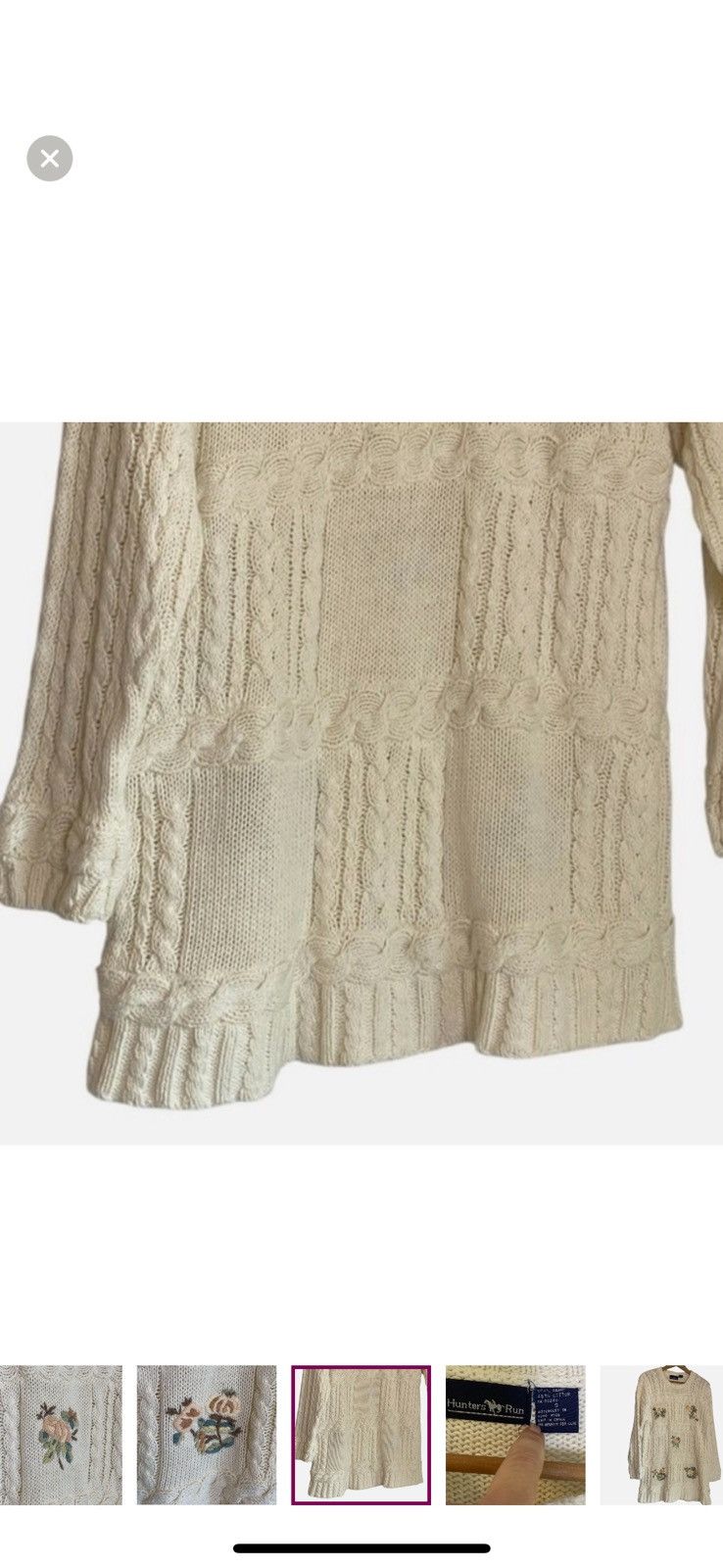 Vintage VTG Cable Knit Sweater Tunic/Dress S Floral Embroidered Size S / US 4 / IT 40 - 7 Thumbnail