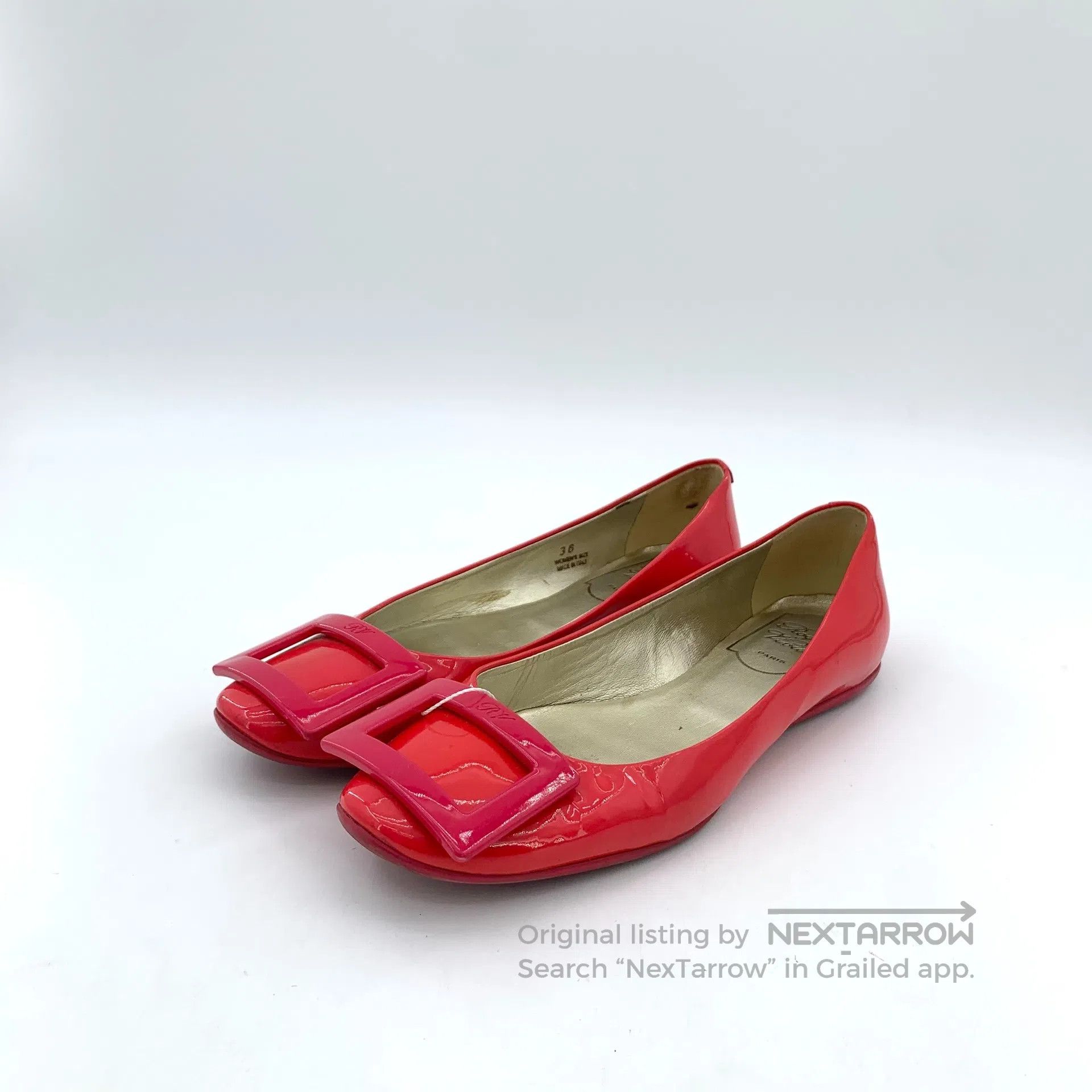 Roger Vivier Roger Vivier Red Patent Leather Buckle Casual Flat Loafers Size US 5.5 / IT 35.5 - 1 Thumbnail