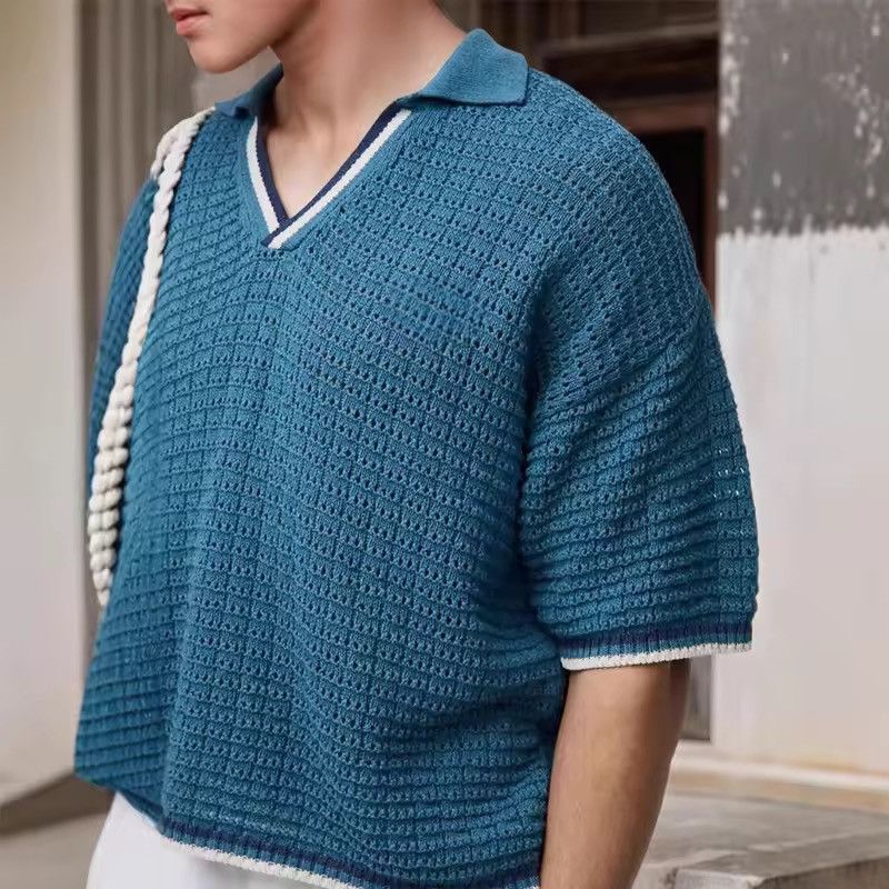Other Knitted Casual Blue Polo Summer Trendy T Shirt Size US L / EU 52-54 / 3 - 1 Thumbnail