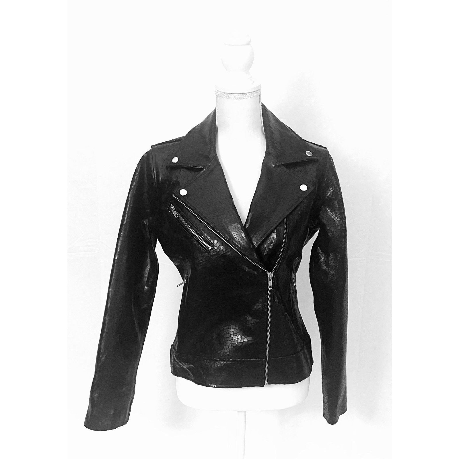 & Other Stories Taylor Black Glass Moto Jacket Size S / US 4 / IT 40 - 1 Thumbnail