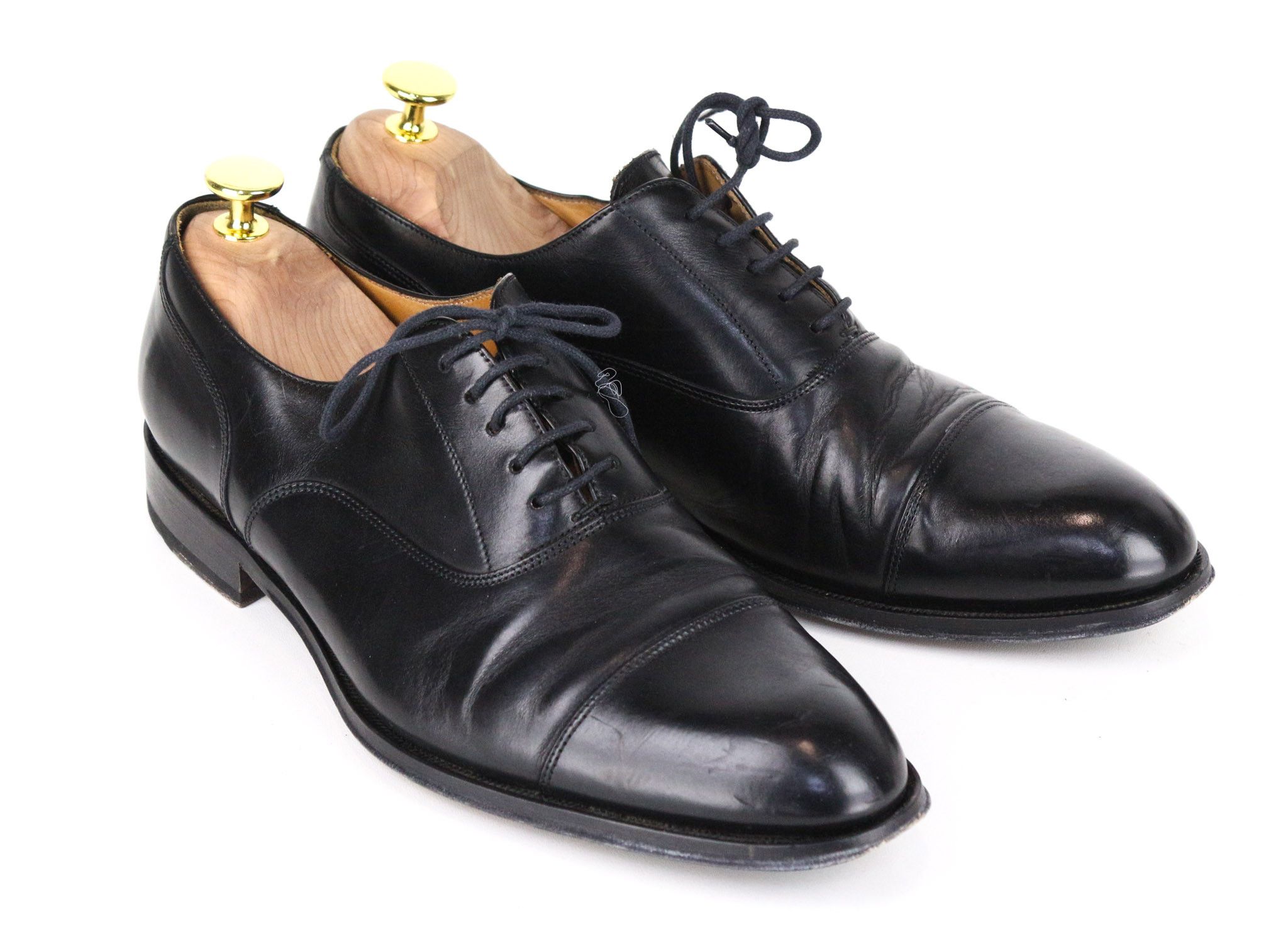 EU41 Black Leather Laced Low-Top Shoes 73212