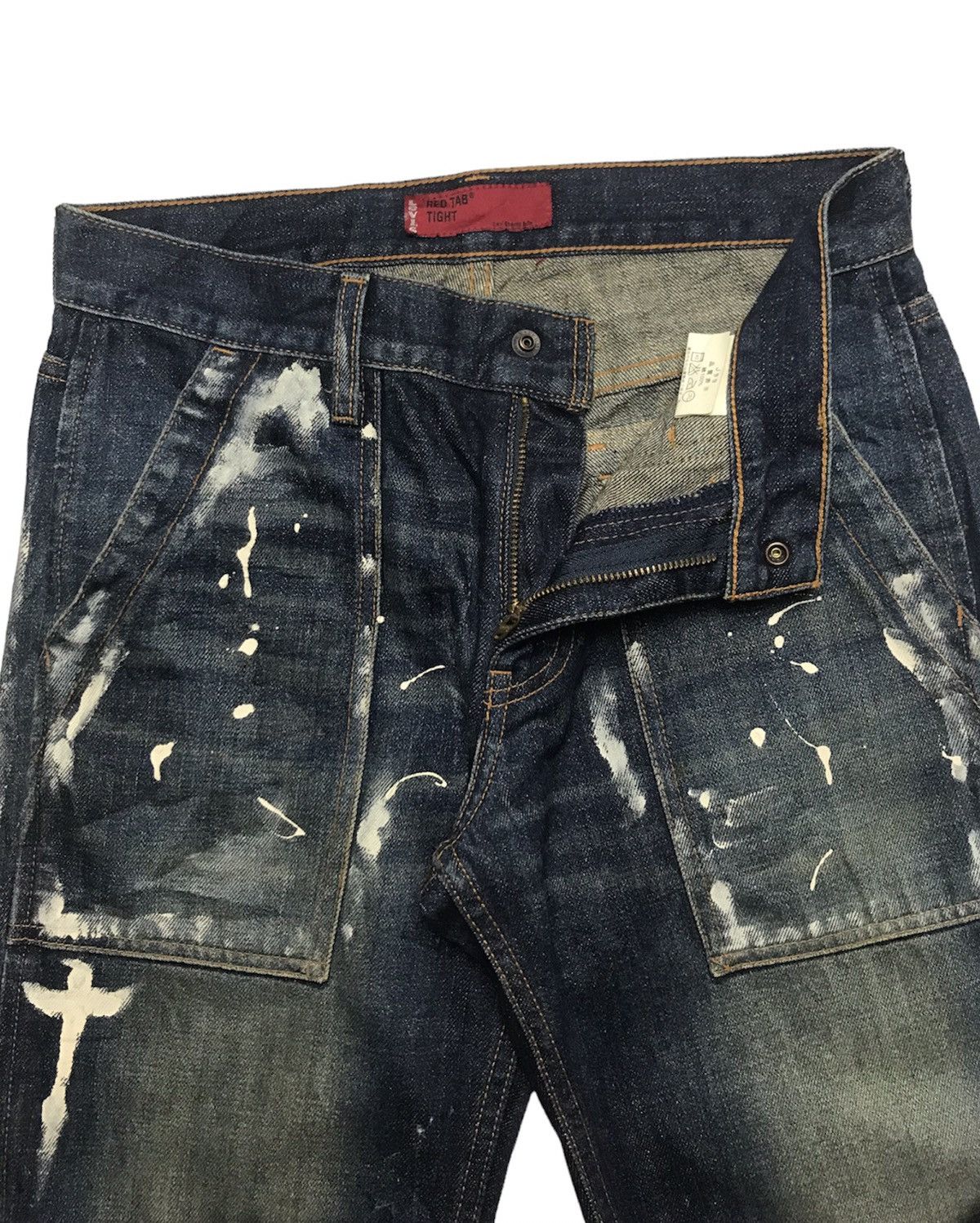 Levi's × Levi's Vintage Clothing Levi's 755 Red Tab Tight Baker Pants Paint Splatter W30 Size US 30 / EU 46 - 5 Thumbnail