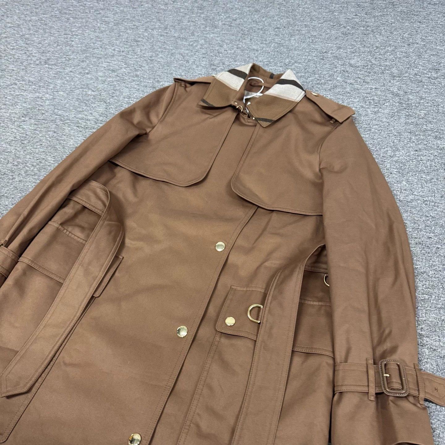 Burberry BURBERRY Tan Wool Check Panel Coat UK8 MINT Size S / US 4 / IT 40 - 5 Thumbnail