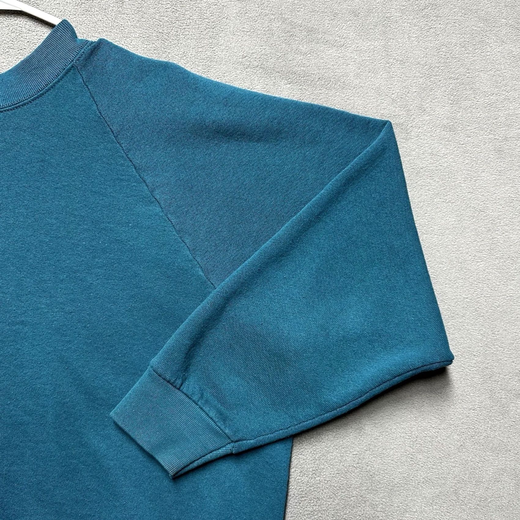 Fruit Of The Loom Vintage Fruit of the Loom Sweatshirt Womens XL Teal Blank Crewneck USA 90s Size XL / US 12-14 / IT 48-50 - 6 Thumbnail