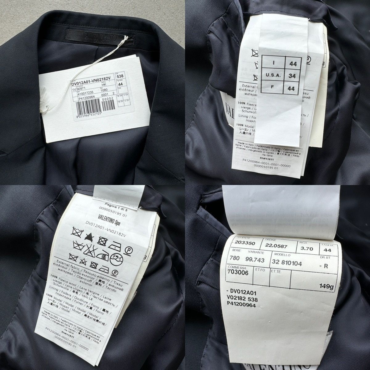 Valentino Valentino France Made in ITALY Men Tailor Fit Dark Navy Suit Size 44S - 9 Thumbnail
