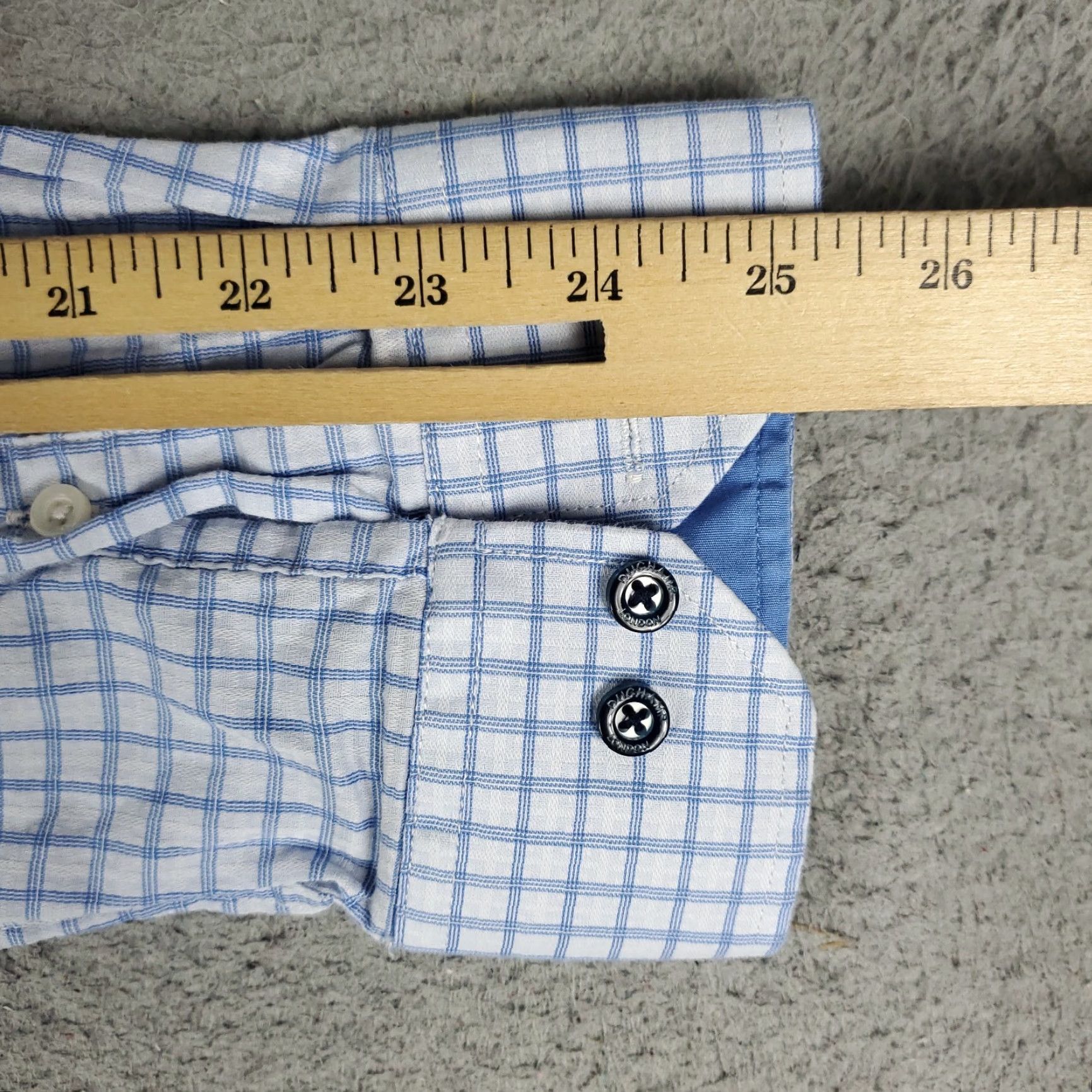 Vintage VINTAGE Duchamp Men's Dress Shirt Size 17.5 XL Blue Plaid Slim Fit Long Sleeve Business Casual Formal Size 46R - 6 Thumbnail