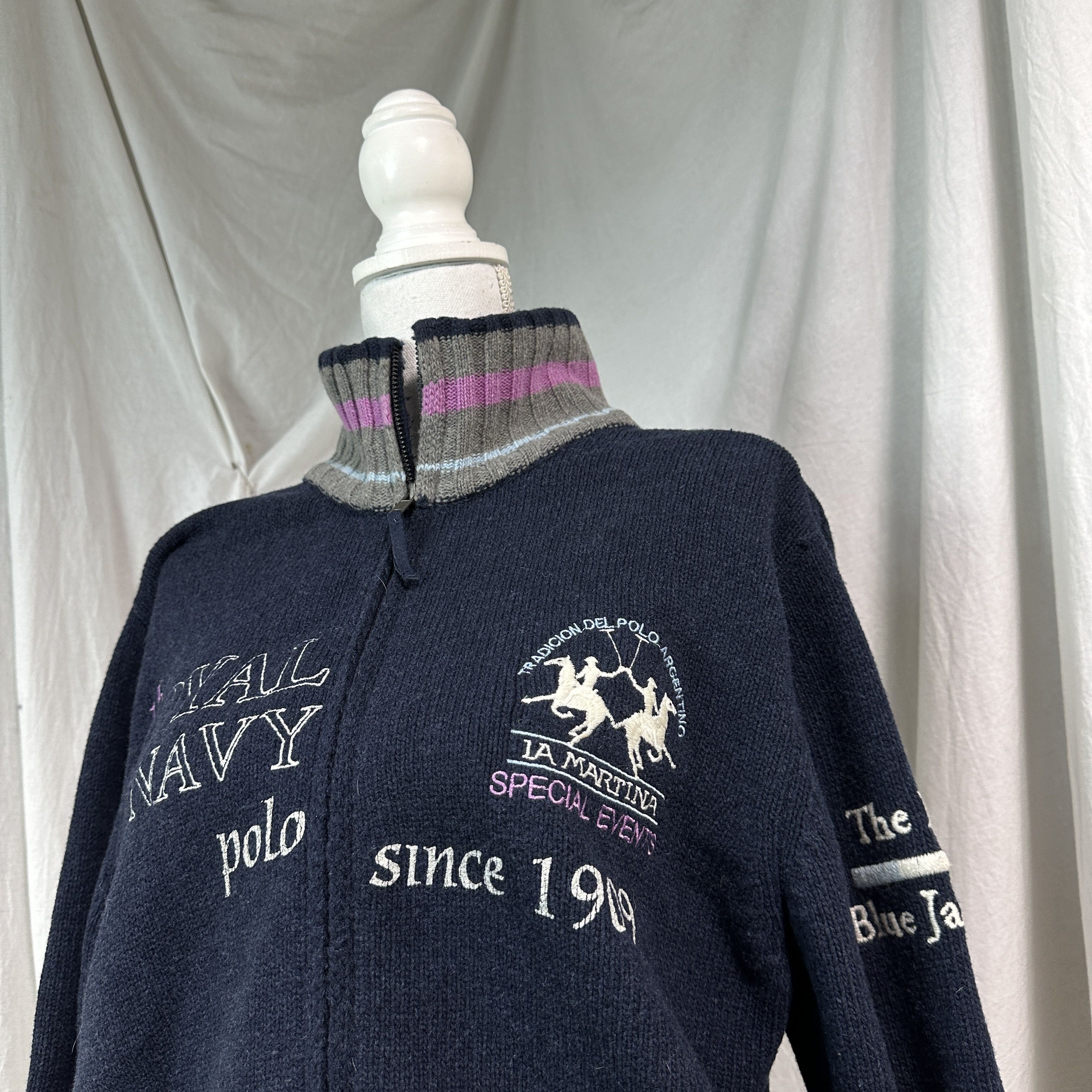 La Martina Vintage Woolen Streetwear La Martina Polo Zip Sweater Y2K Size US L / EU 52-54 / 3 - 5 Thumbnail