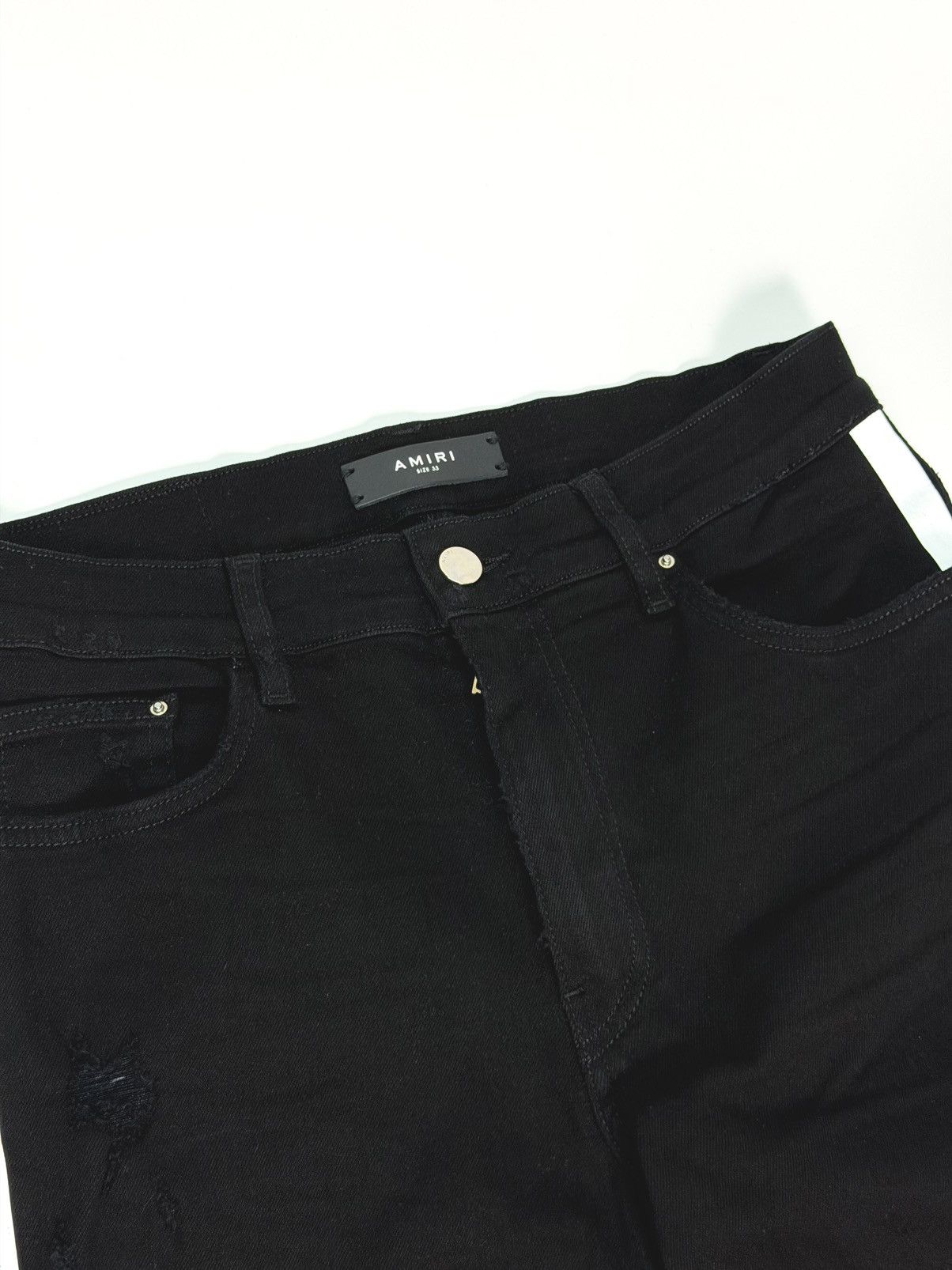 🎬Amiri Black/White Stripe Track Denim