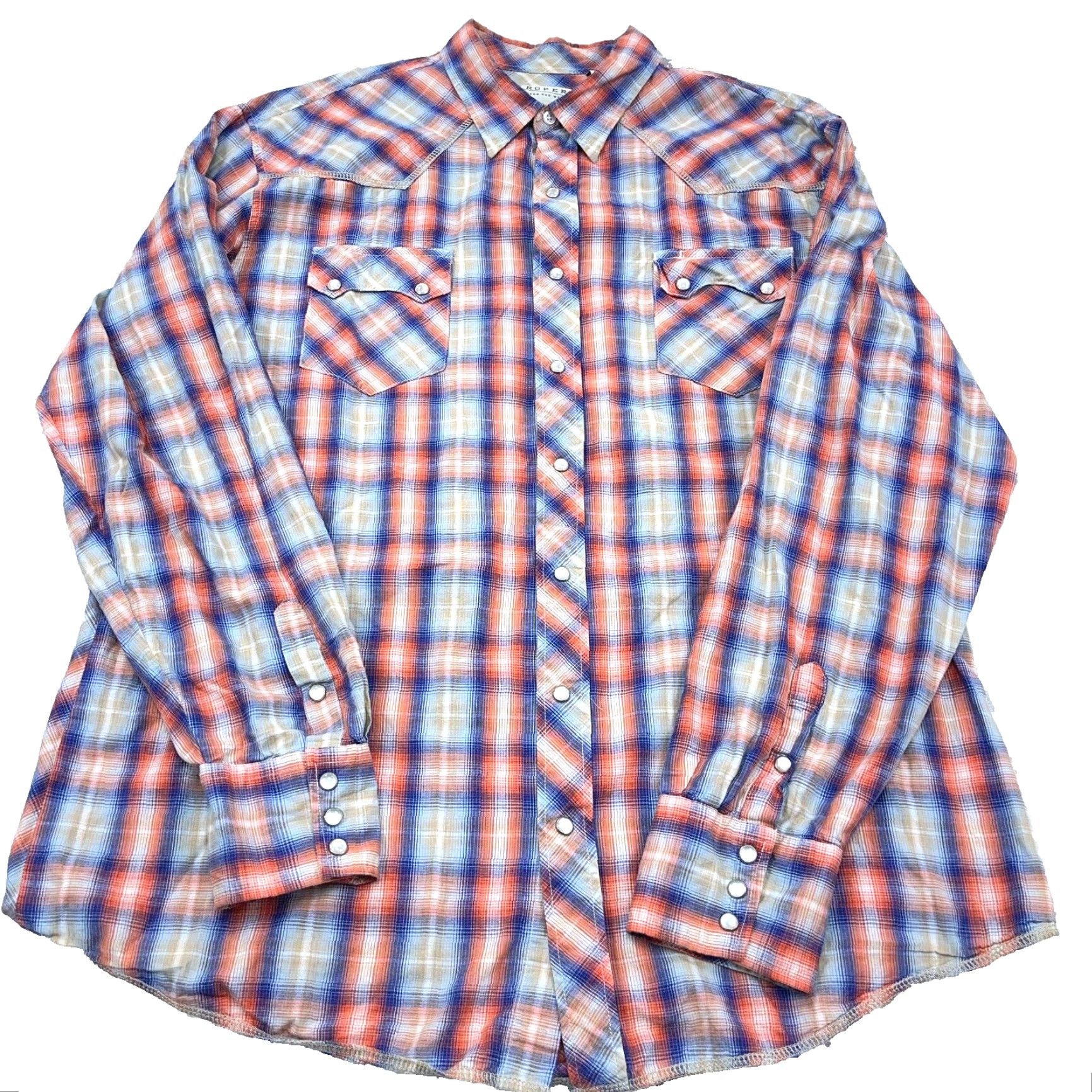 Roper Roper Shirt Men 2XL Plaid Button-Up Western Casual Workwear Red Blue Pearl Snap Cowboy Rodeo Yoke Size US XXL / EU 58 / 5 - 2 Thumbnail