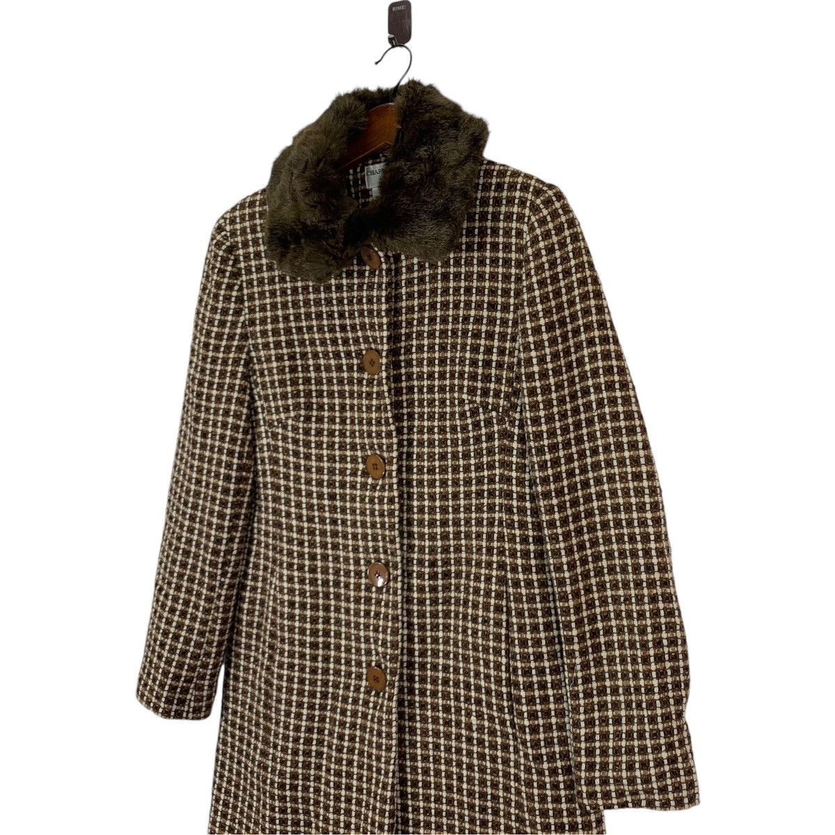 Designer × Vintage Vintage Charles Gray London Fur Tweed Designer Overcoat Size XS / US 0-2 / IT 36-38 - 3 Thumbnail