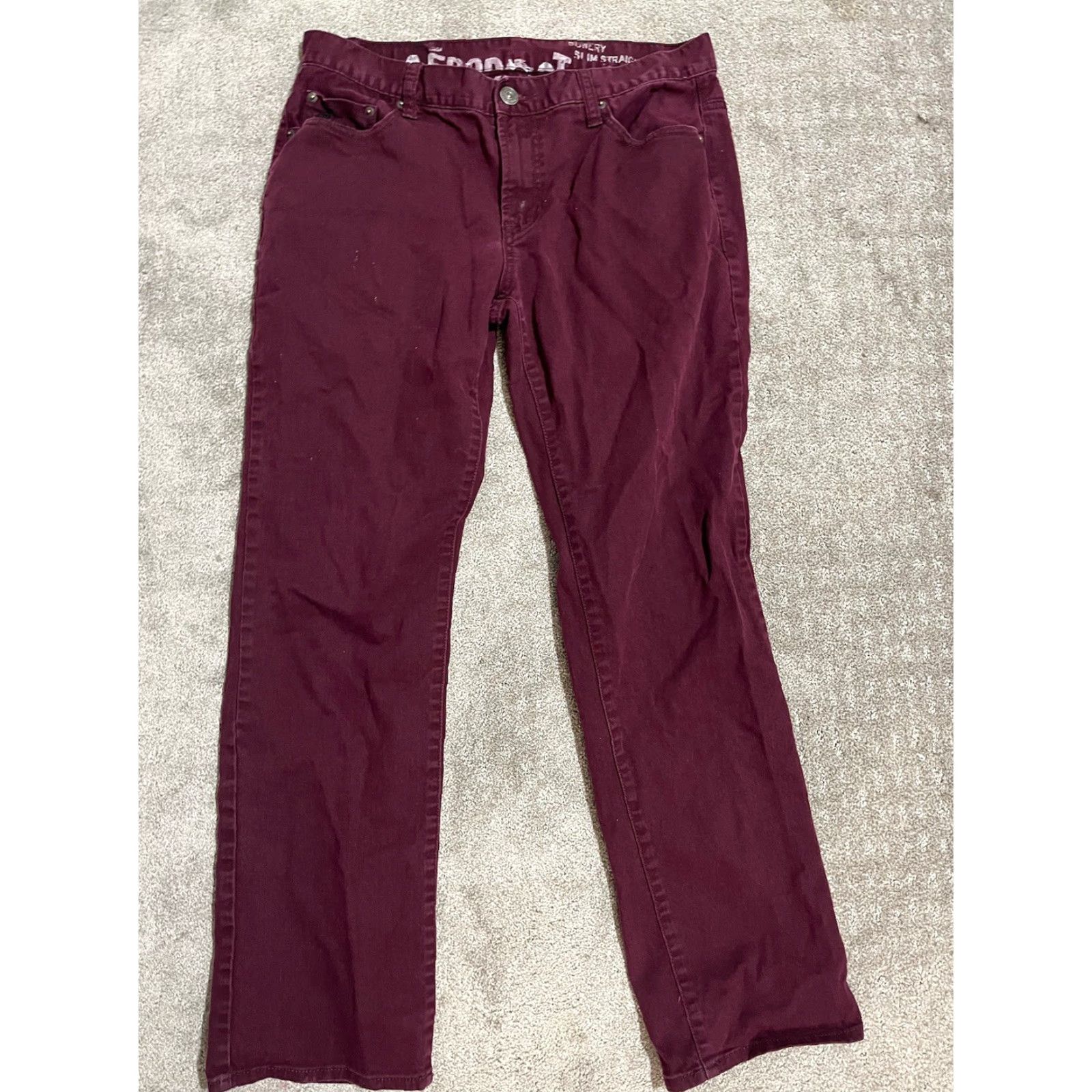 Vintage Aéropostale Jeans Bowery Slim Straight Maroon 34x32 Men's Size US 34 / EU 50 - 3 Thumbnail