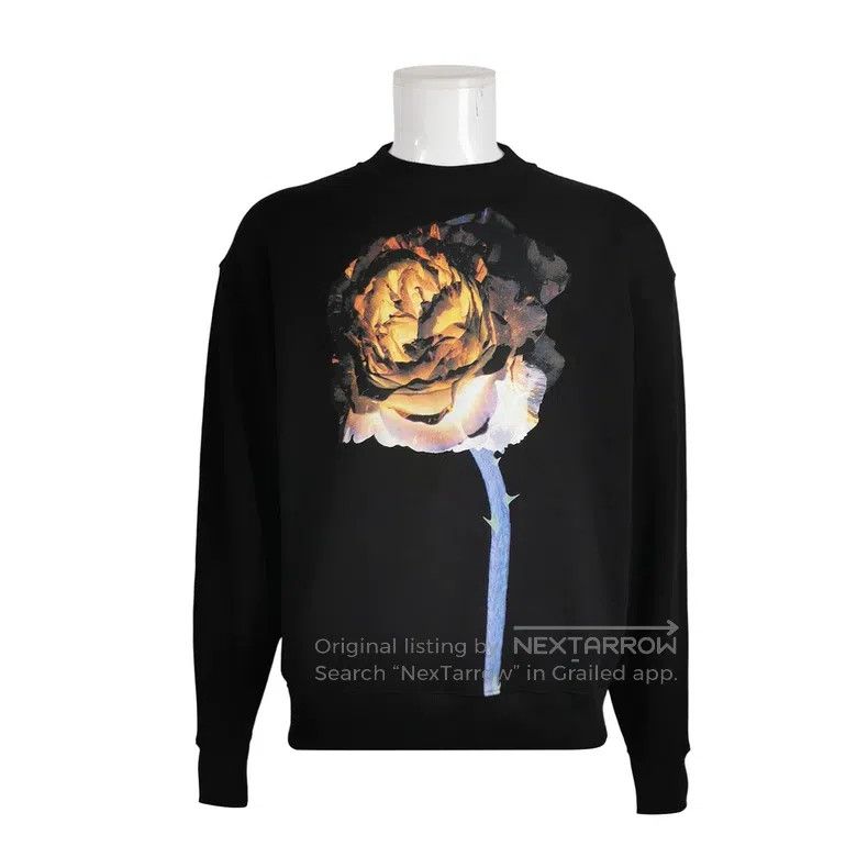 Acne Studios Acne Studios Cotton Floral-Pattern Crewneck Hoodie Size US XXS / EU 40 - 1 Thumbnail