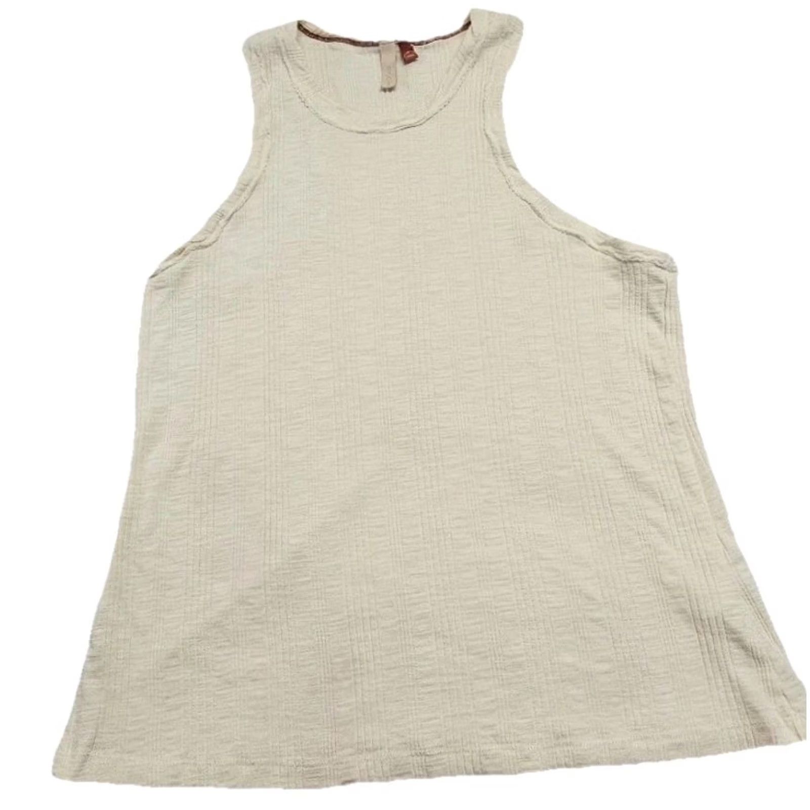 Anthropologie Anthropologie Pilcro Womens Cream Rib Knit Sleeveless Top Cotton Modal Tank Shirt Size L / US 10 / IT 46 - 3 Thumbnail