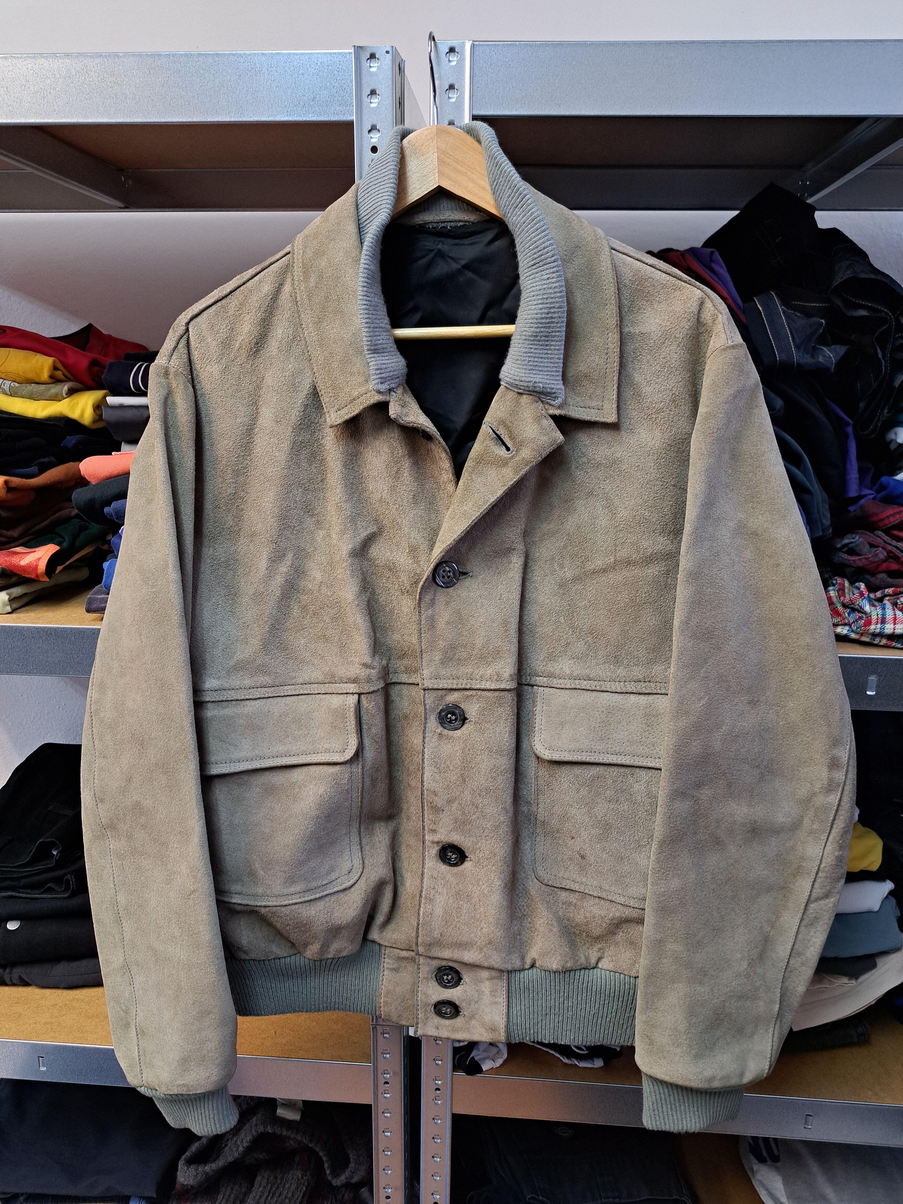 Genuine Leather Vintage Suede Leather Bomber Jacket Loro Piana Style Size US XL / EU 56 / 4 - 1 Thumbnail