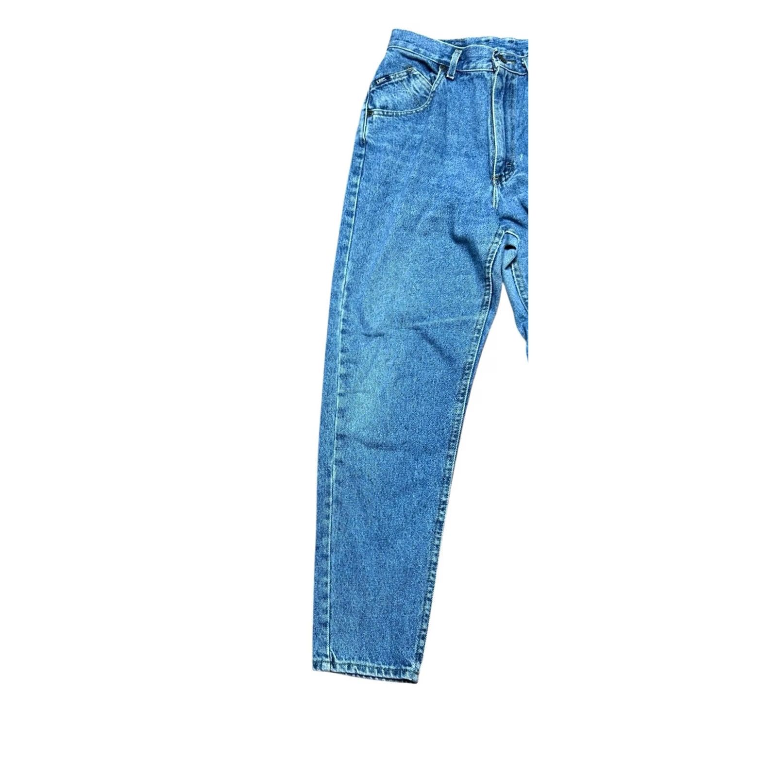 Lee VINTAGE Lee Premium Classic Blue Mom Jeans Women's Sz 11 High Waist Straight Leg 90s USA Mens Girls Size 32" / US 10 / IT 46 - 3 Thumbnail
