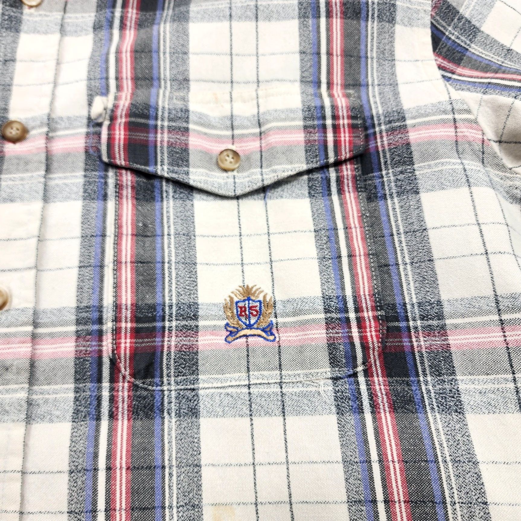 Vintage VINTAGE Panhandle Slim Rough Stock Shirt Mens XL Button-Down Plaid Long Sleeve Western Embroidered RS Crest White Cow Boy Style T Size US XL / EU 56 / 4 - 5 Thumbnail