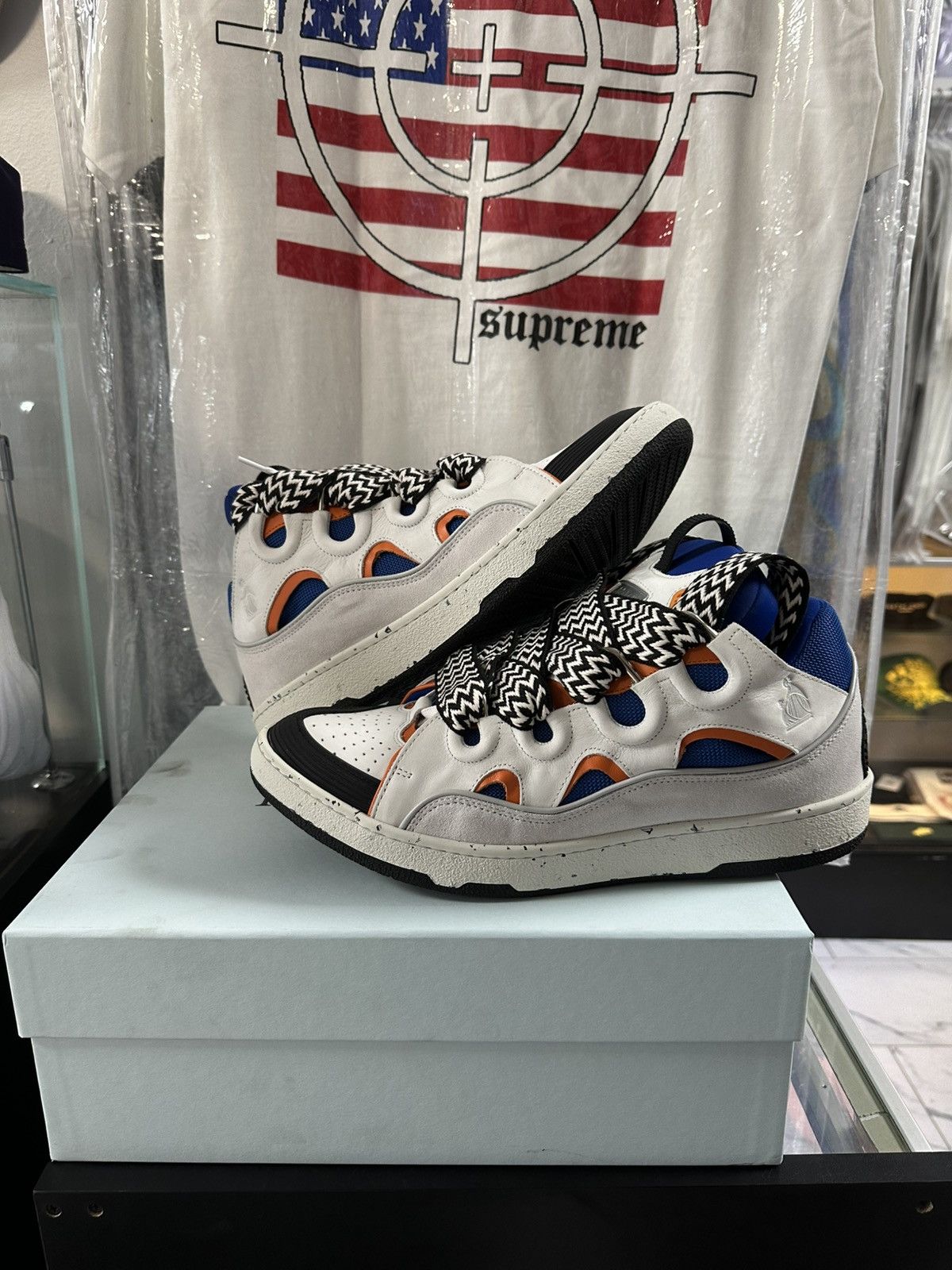 Lanvin Curb Sneakers ‘white/blue/orange’