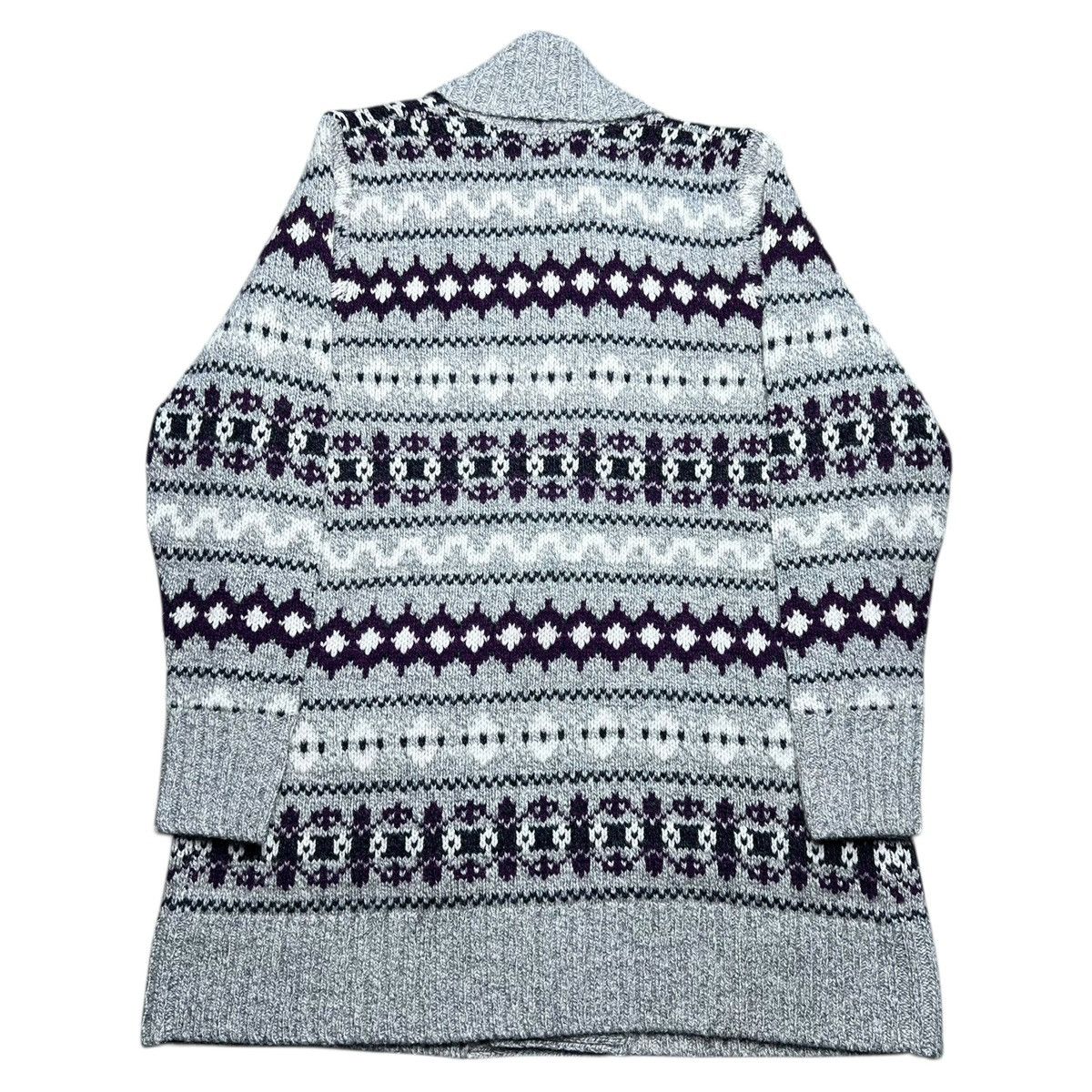 L.L. Bean NWT LL Bean 100% Lambs Wool Fair Isle Long Sweater Cardigan Size L / US 10 / IT 46 - 4 Thumbnail