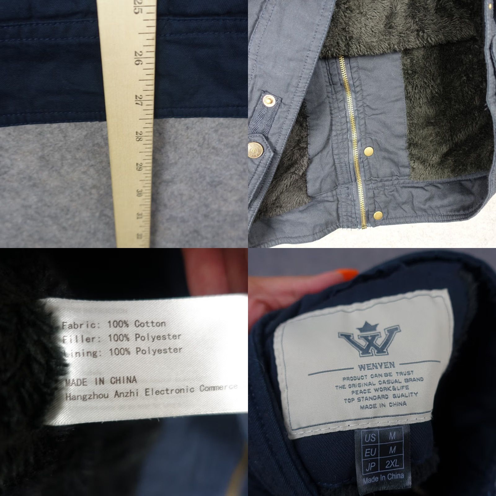 Vintage Wenven Jacket Mens Regular Medium Blue Military Jacket Full Zip Lined Pockets Winter Casual Size US M / EU 48-50 / 2 - 9 Thumbnail