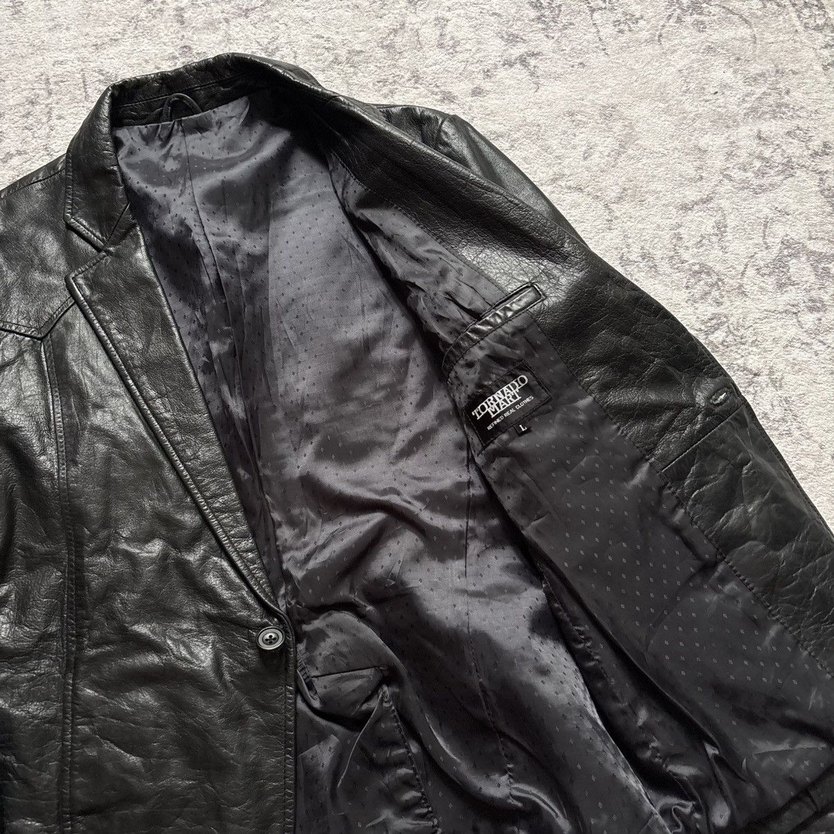 Tornado Mart Tornado Mart Leather Blazer Suit Jacket Black | Size L Size 44R - 4 Thumbnail