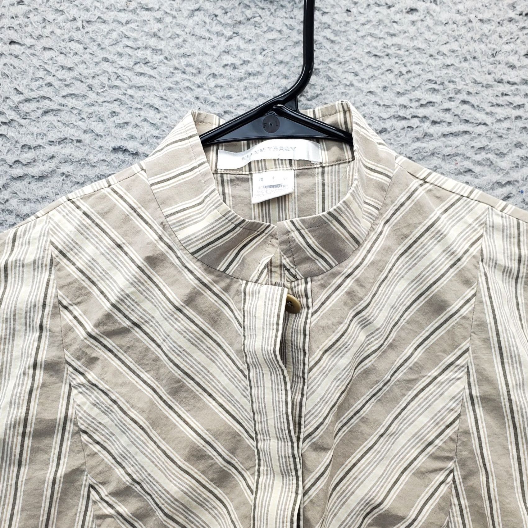 Ellen Tracy Ellen Tracy Mens Blouse Top Size 1 Multi Striped Cotton Regular Button Front Size XS / US 0-2 / IT 36-38 - 4 Thumbnail