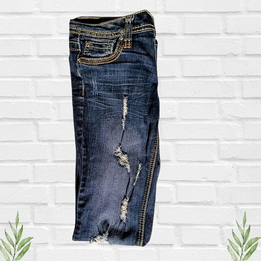 Designer Soundgirl Women's Distress Blue Embellished Jeans Size 9 Size 28" / US 6 / IT 42 - 5 Thumbnail