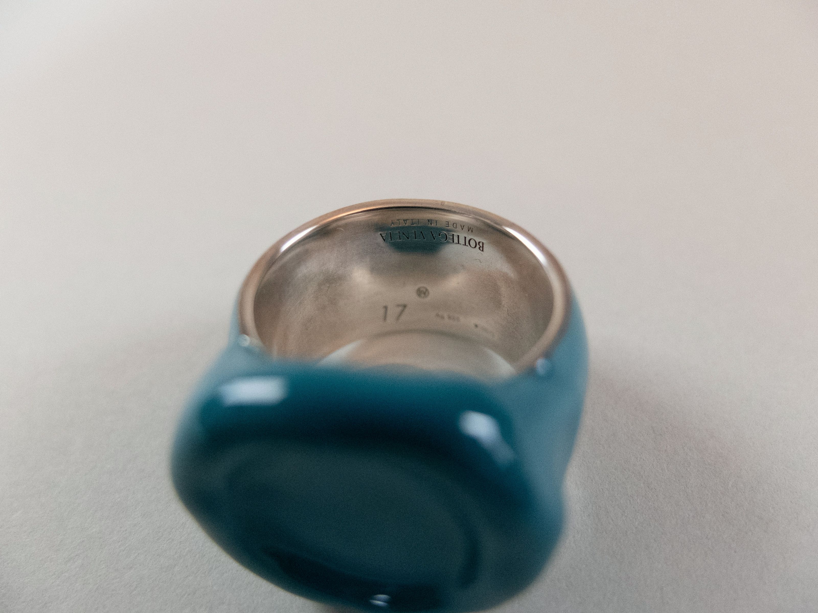 Bottega Veneta BOTTEGA VENETA Seal blue Sterling silver signet ring 9 17 q Size ONE SIZE - 6 Thumbnail