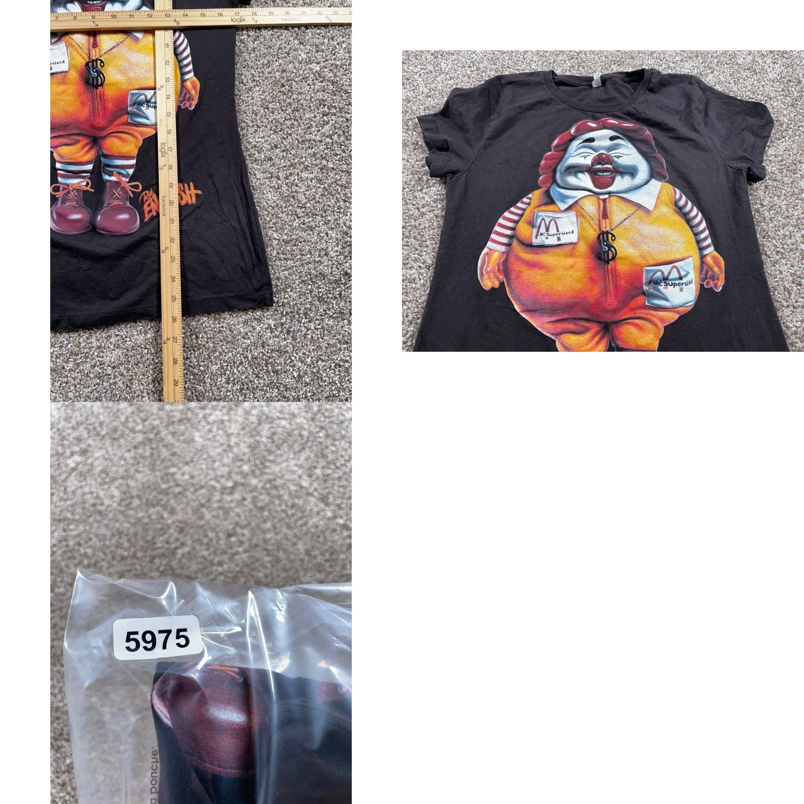 Vintage Ron English Supersized Ronald McDonald T-Shirt Women's S Black Street Art Size S / US 4 / IT 40 - 8 Thumbnail