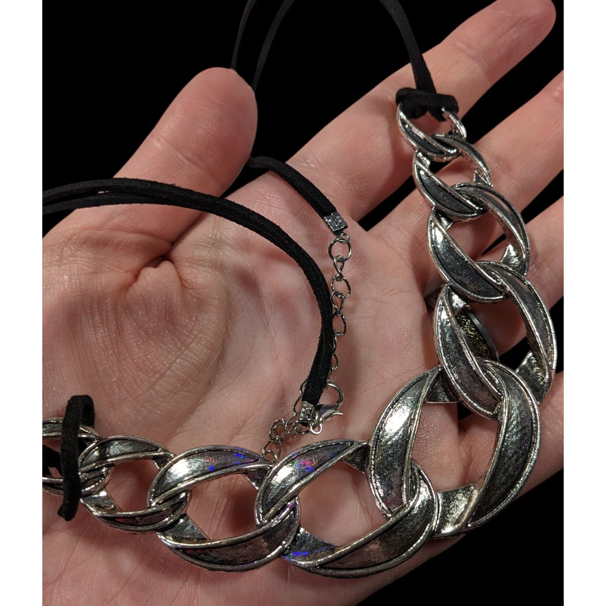 Other Streetwear Glam Chunky Faux Chain Necklace With Faux Suede C Size ONE SIZE - 4 Thumbnail